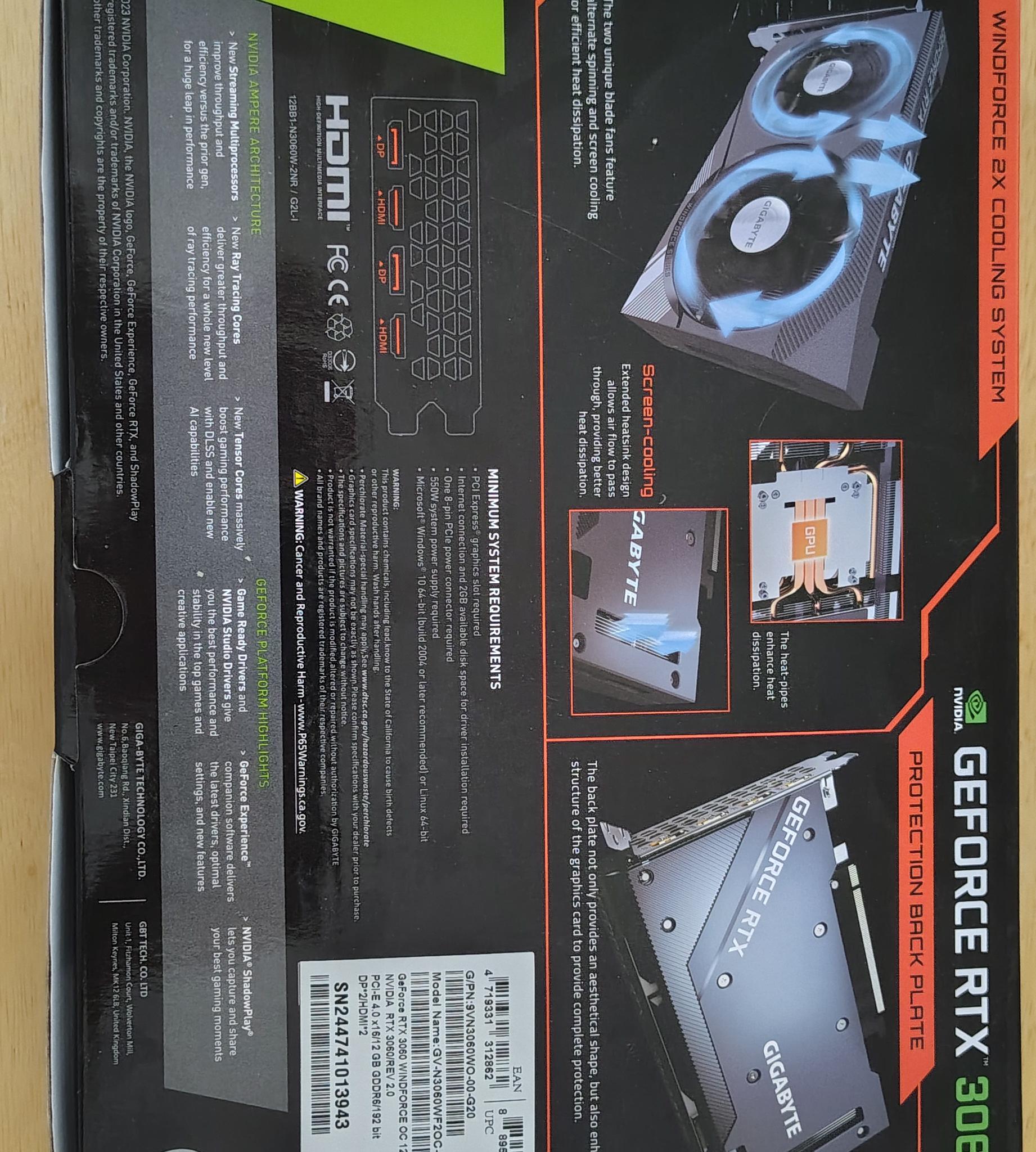 Gigabyte WINDFORCE OC Rev 2.0 GeForce RTX 3060 12GB
