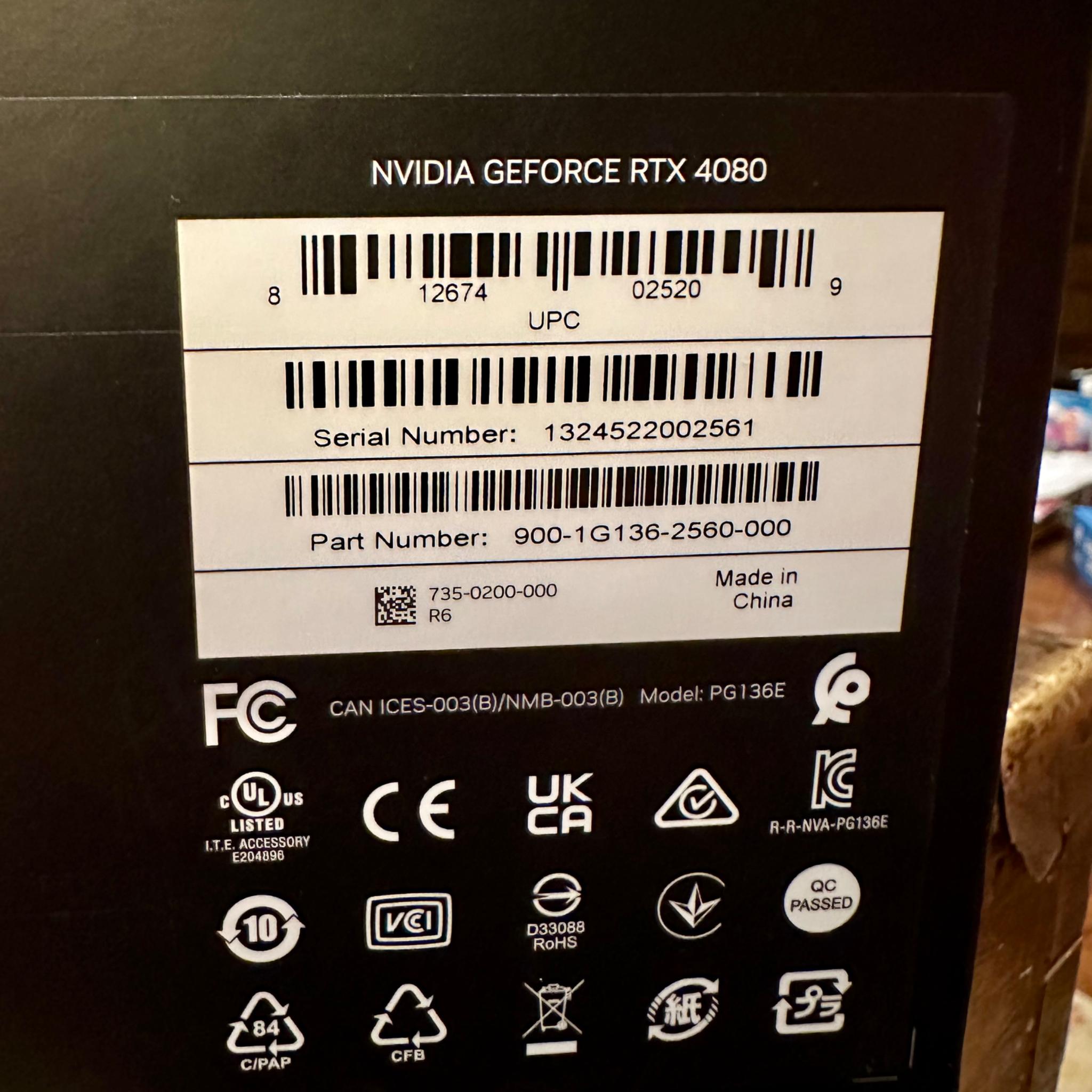 Nvidia RTX 4080 Founders - Excellent Condition