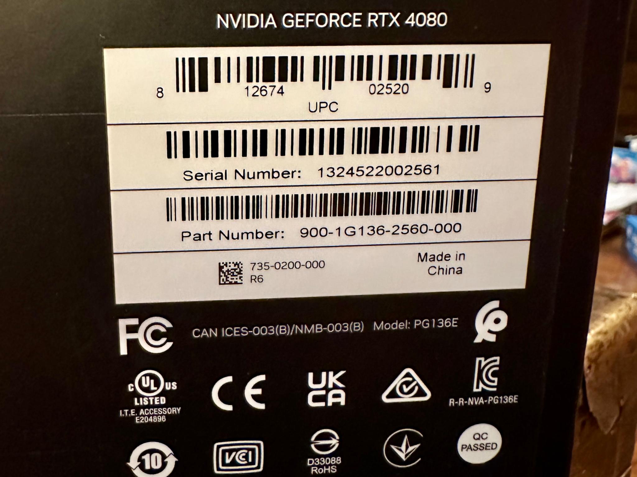 Nvidia RTX 4080 Founders - Excellent Condition