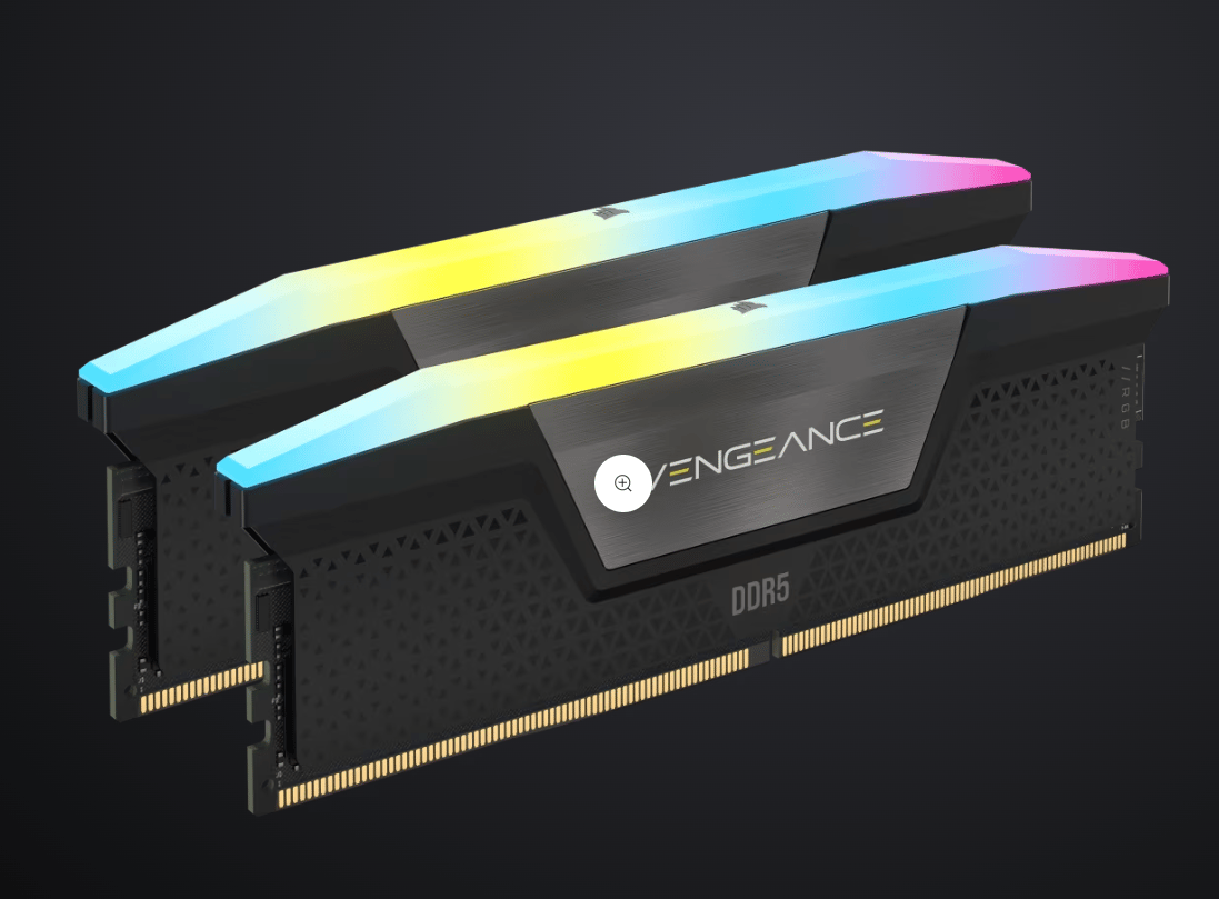 CORSAIR VENGEANCE® RGB 32GB (2x16GB) DDR5 DRAM 6000MT/s CL40 Memory Kit — Black