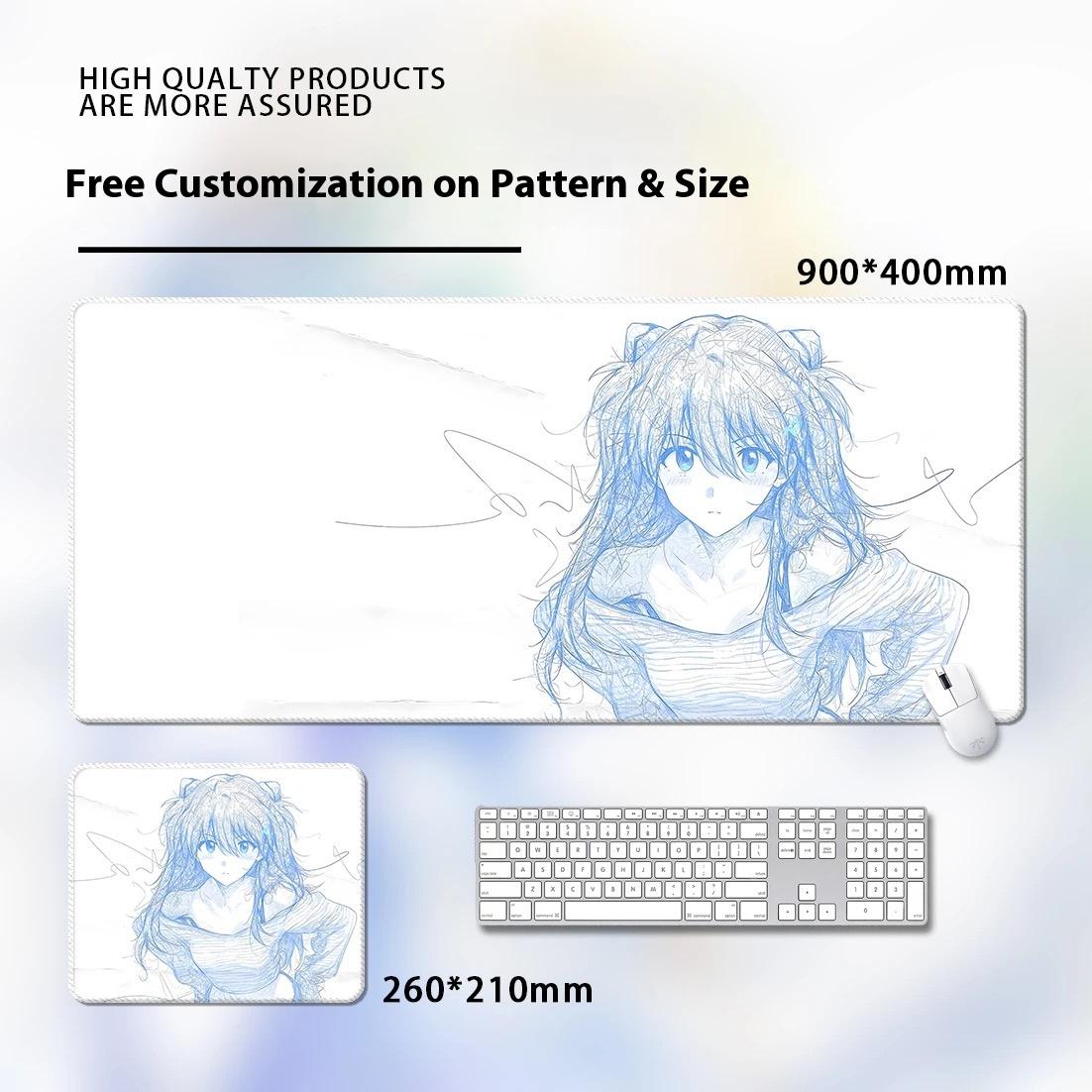 Style 5 - EVA Asuka & Rei Ayanami Abstract Line Gaming Mouse Pad