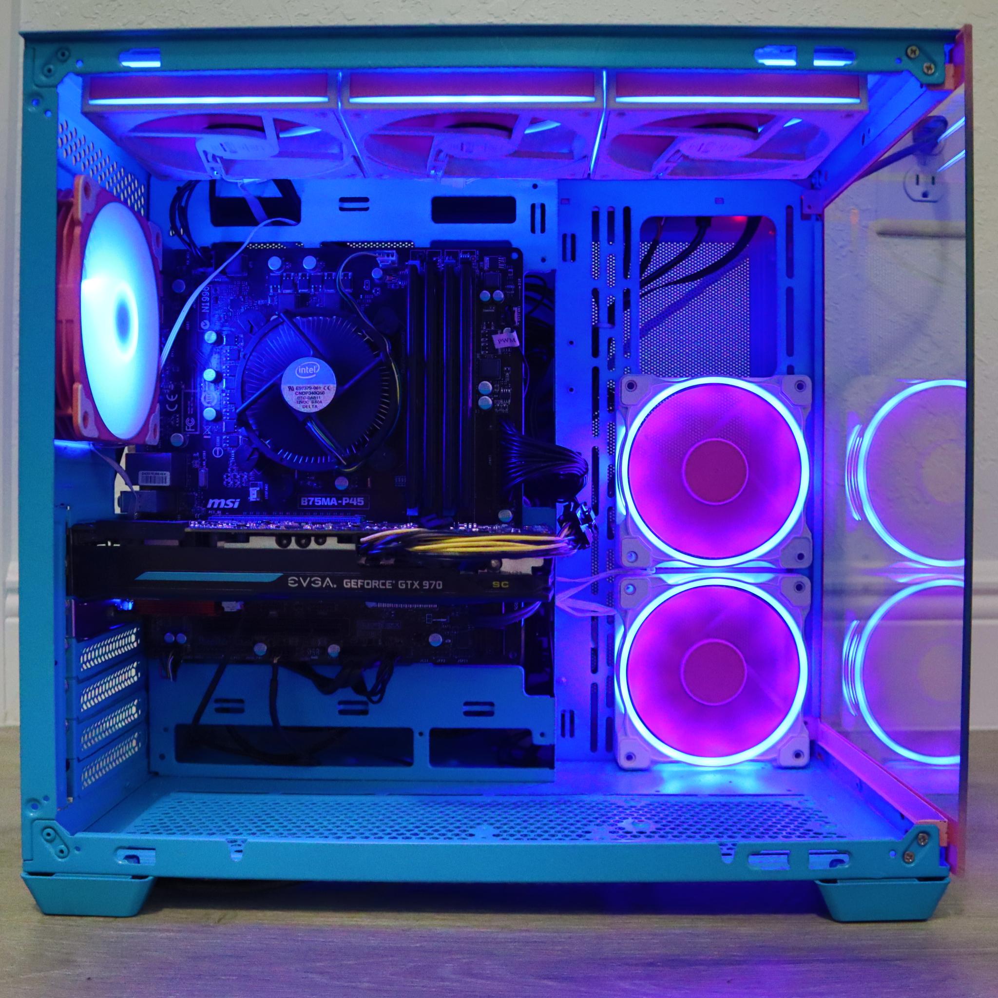 Gaming PC - GTX 970, I7-3770, 32GB DDR3, WIFI, BLUETOOTH, ARGB, BLUE, 128GB SSD, 250GB HDD.
