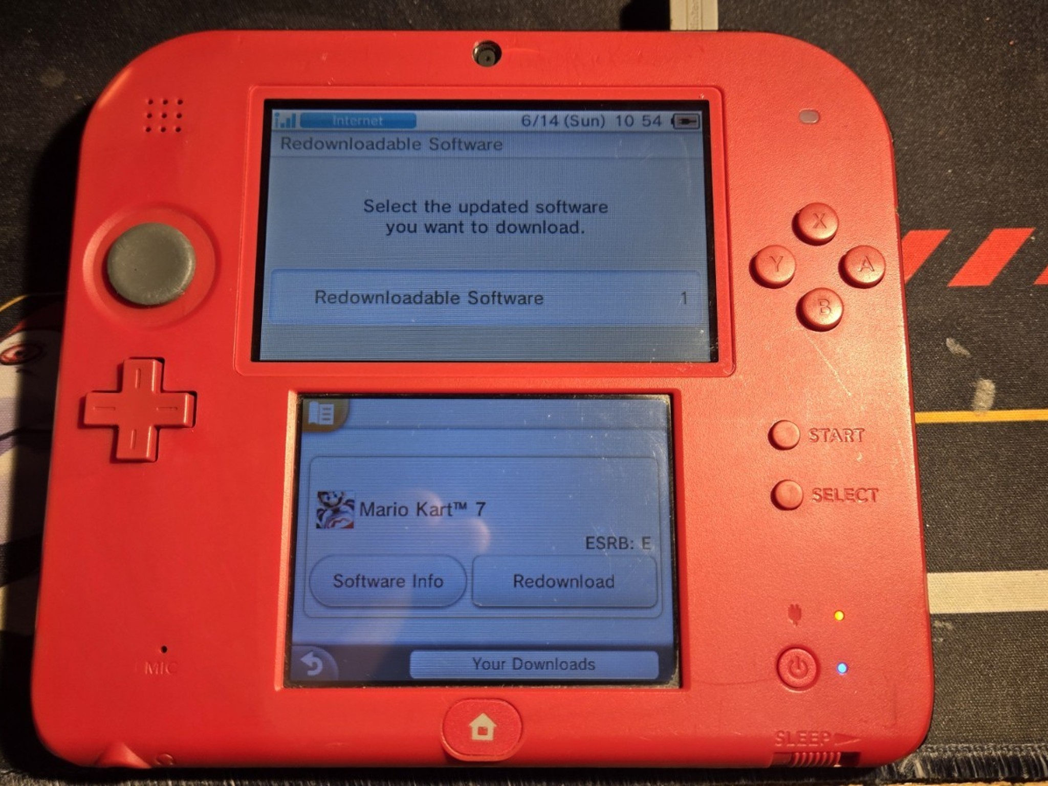 CUSTOM REFURBISHED Nintendo 2DS Red/Black Handheld Console, Mario Kart 7 Edition