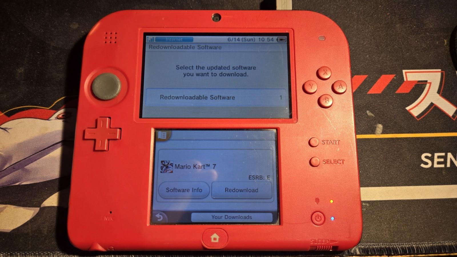 CUSTOM REFURBISHED Nintendo 2DS Red/Black Handheld Console, Mario Kart 7 Edition