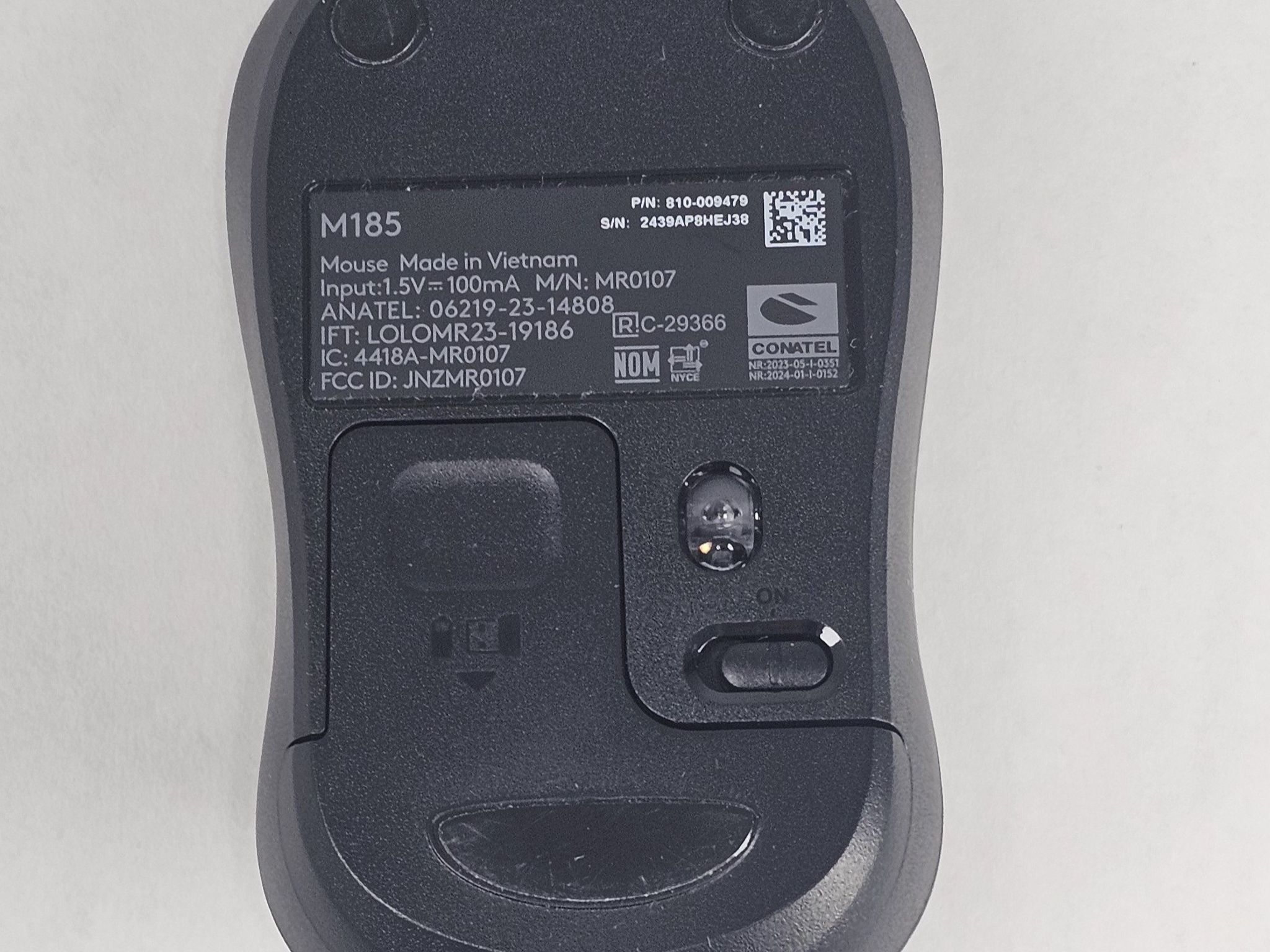 Logitech M185 Wireless Mouse - Grey/Black