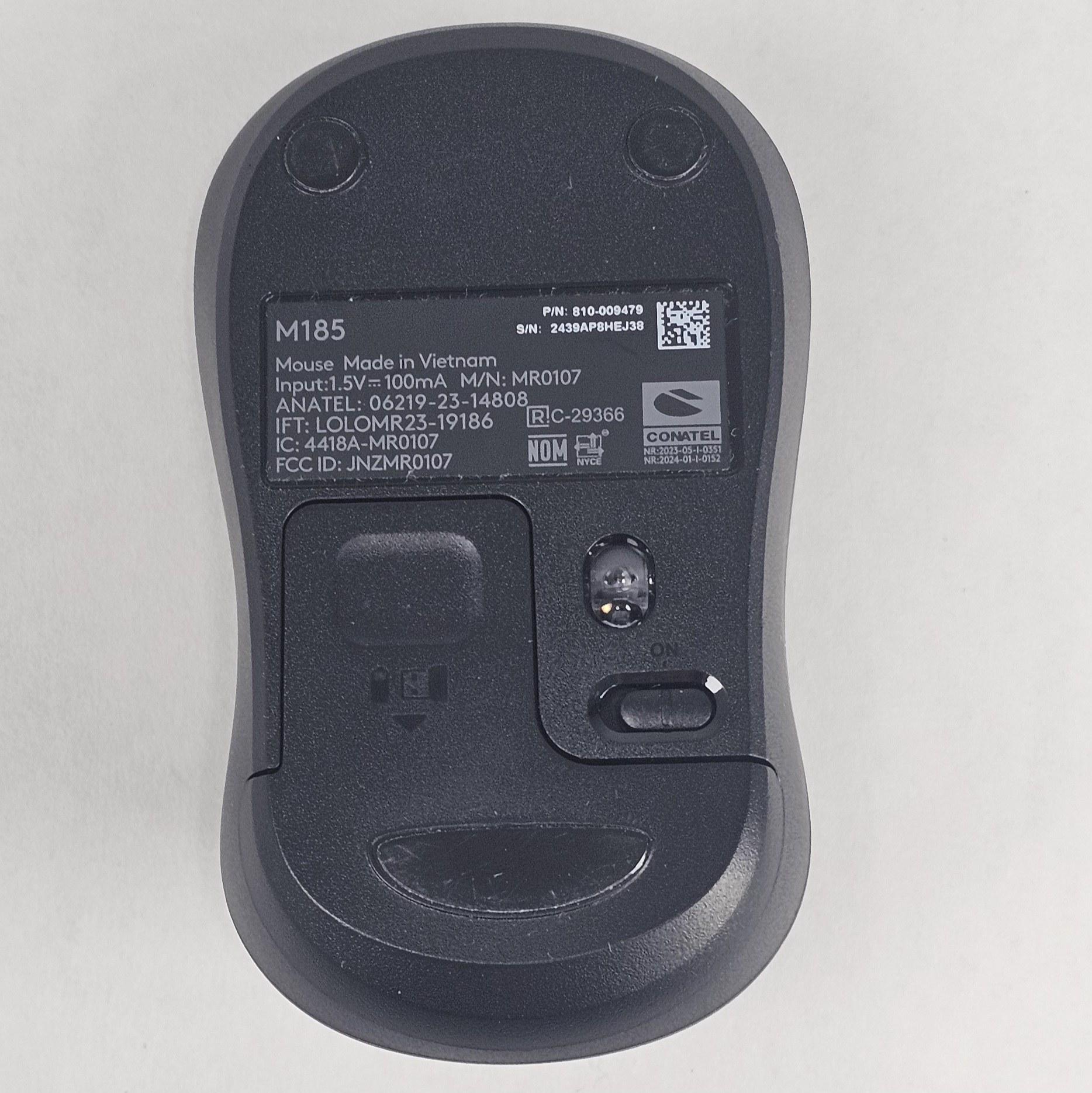 Logitech M185 Wireless Mouse - Grey/Black