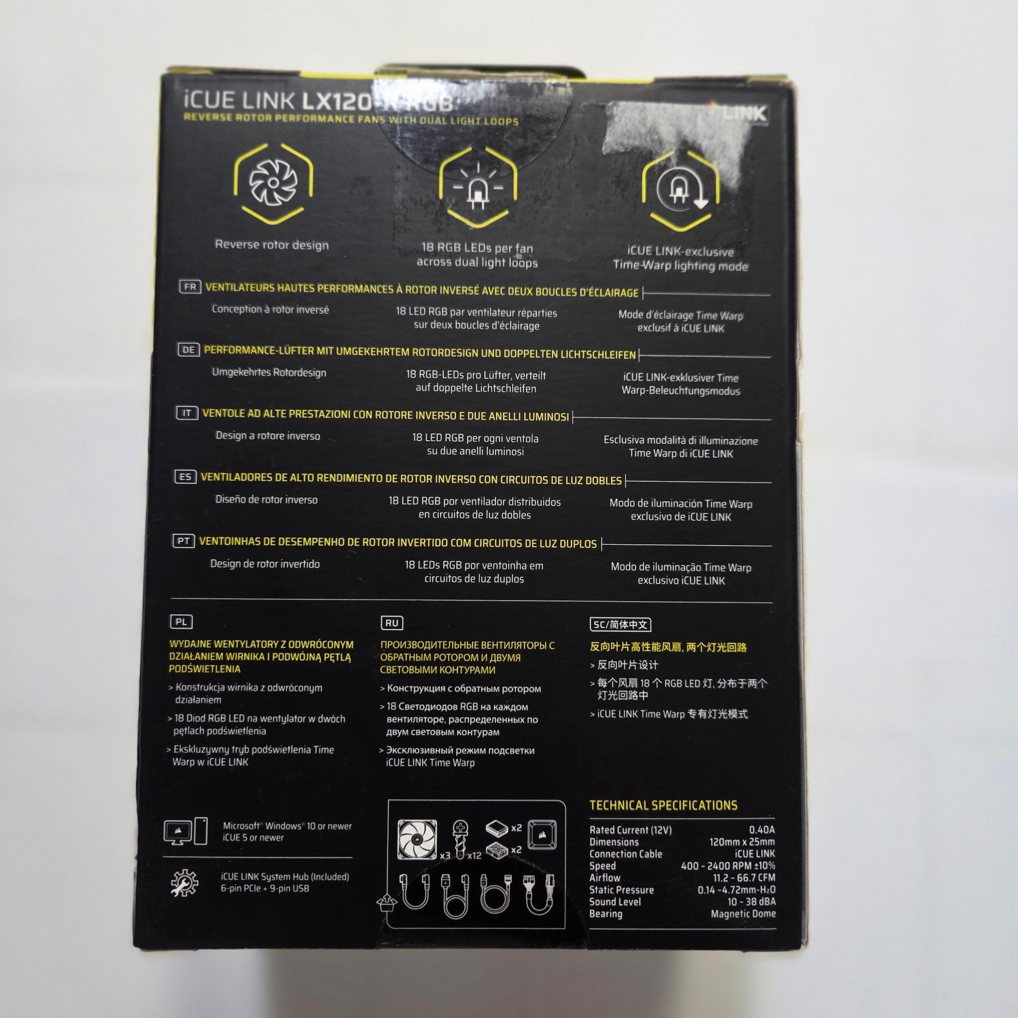 Corsair iCUE LINK LX120-R RGB White 3-Pack Starter Kit W/ Hub Box Receipt