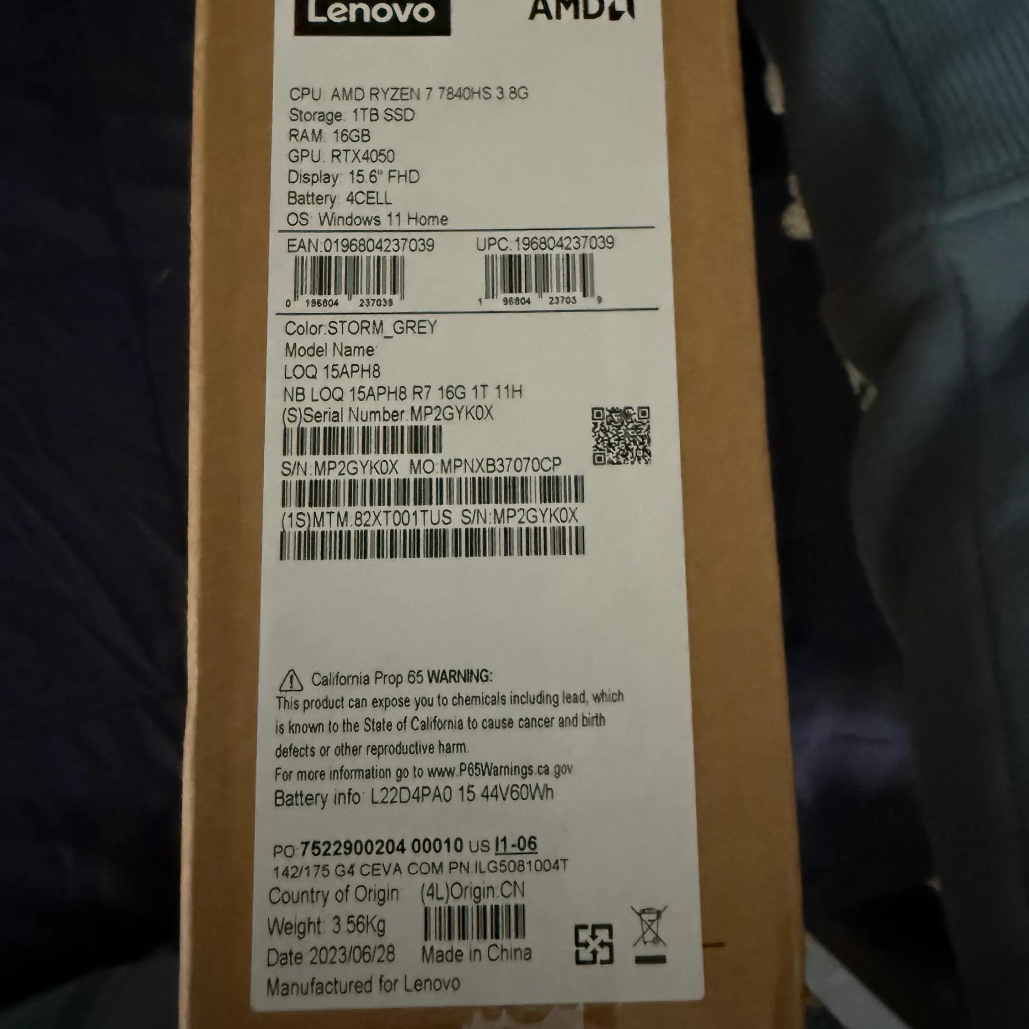 Lenovo LOQ (15" AMD) with RTX 4050