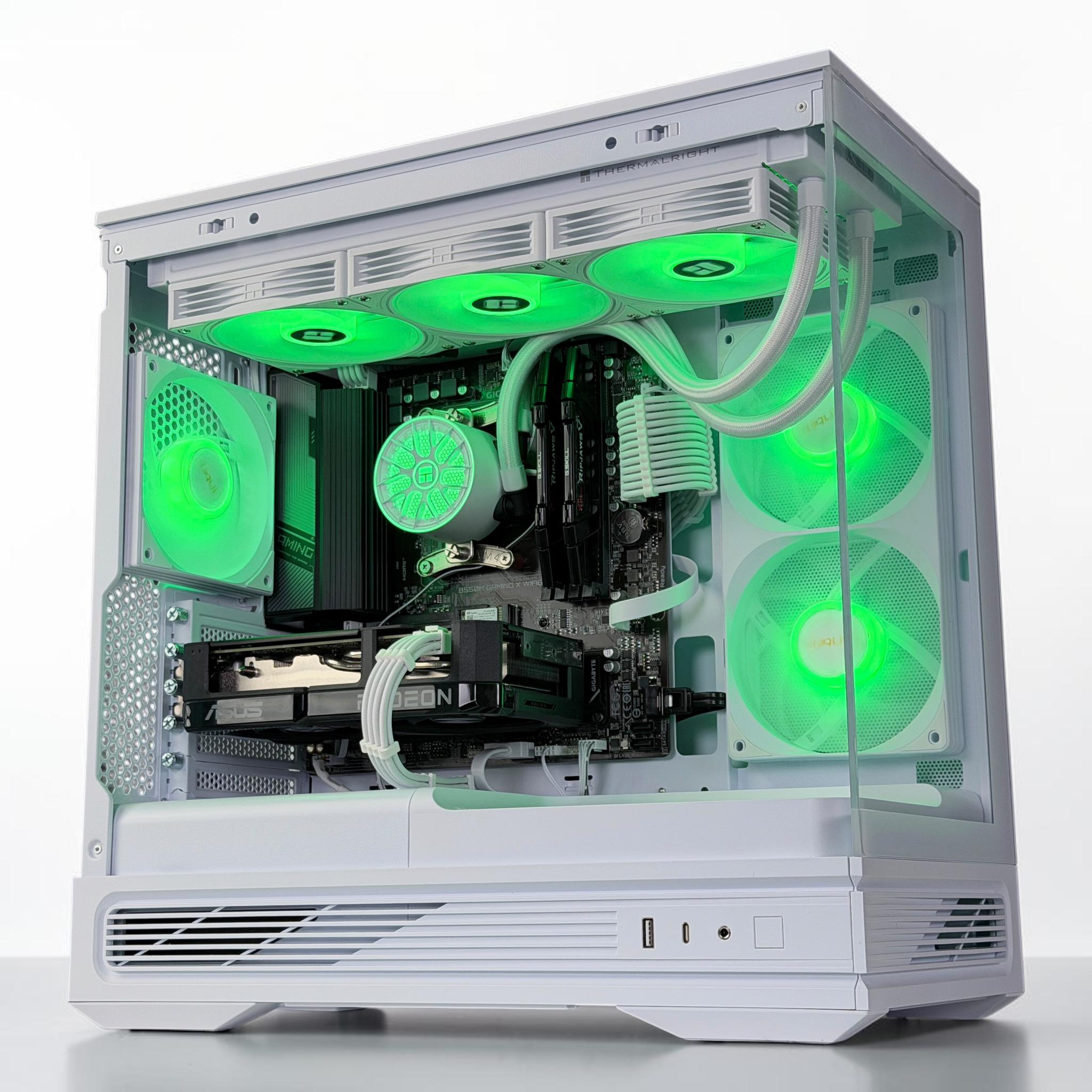 💧🧬Liquid Cooled Gaming PC🚀 AMD RX 9600 XT 16GB🚀AMD Ryzen 7 5800X🚀 16GB DDR4🚀 1TB SSD
