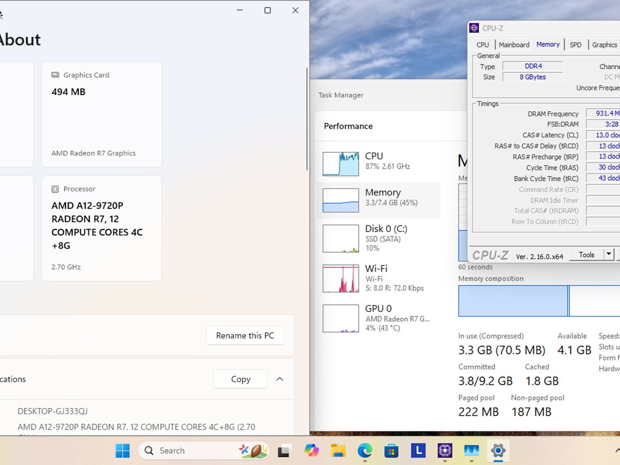 Looking for a home 15.6" Lenovo ideapad, AMD A12-9720P, 240GB SSD 8GB DDR4 1866mhz