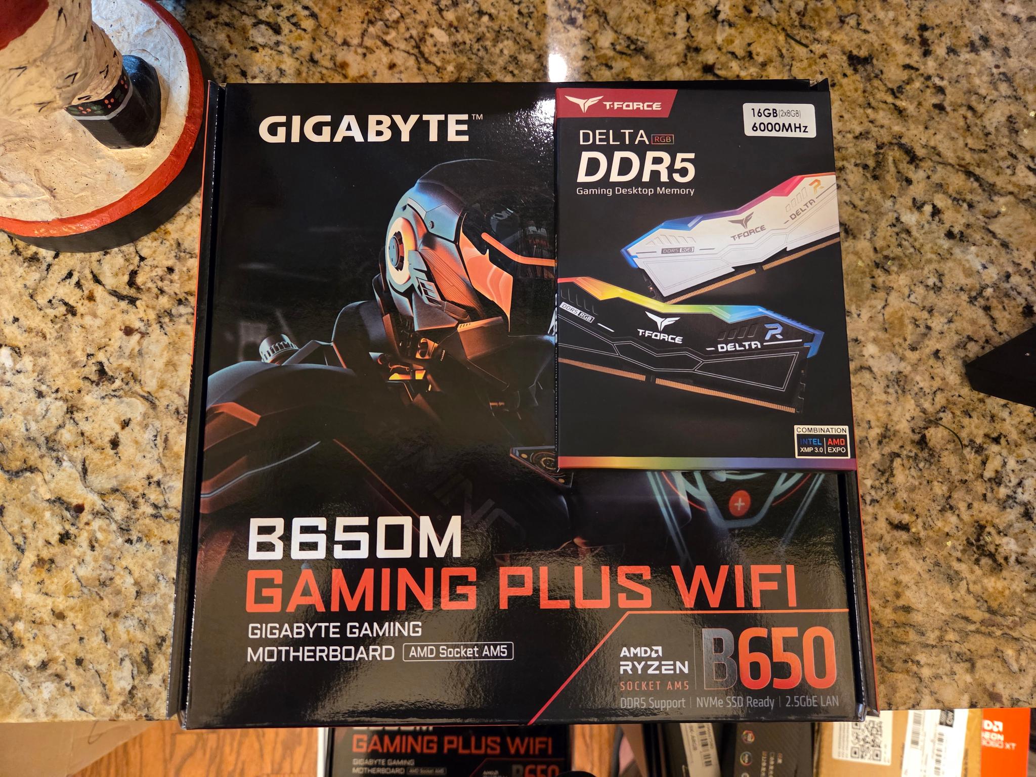 Gigabyte B650M Gaming Plus Wifi Mobo + 16GB(2x8GB) DDR5 6000 White ARGB Ram! BNIB! MOBO+Ram Combo!
