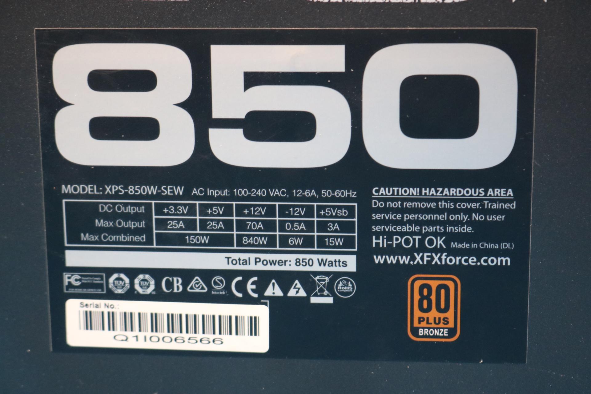 XFX TS Series 850 850W 80+ Bronze ATX Desktop PSU XPS-850W-SEW - 4291868079