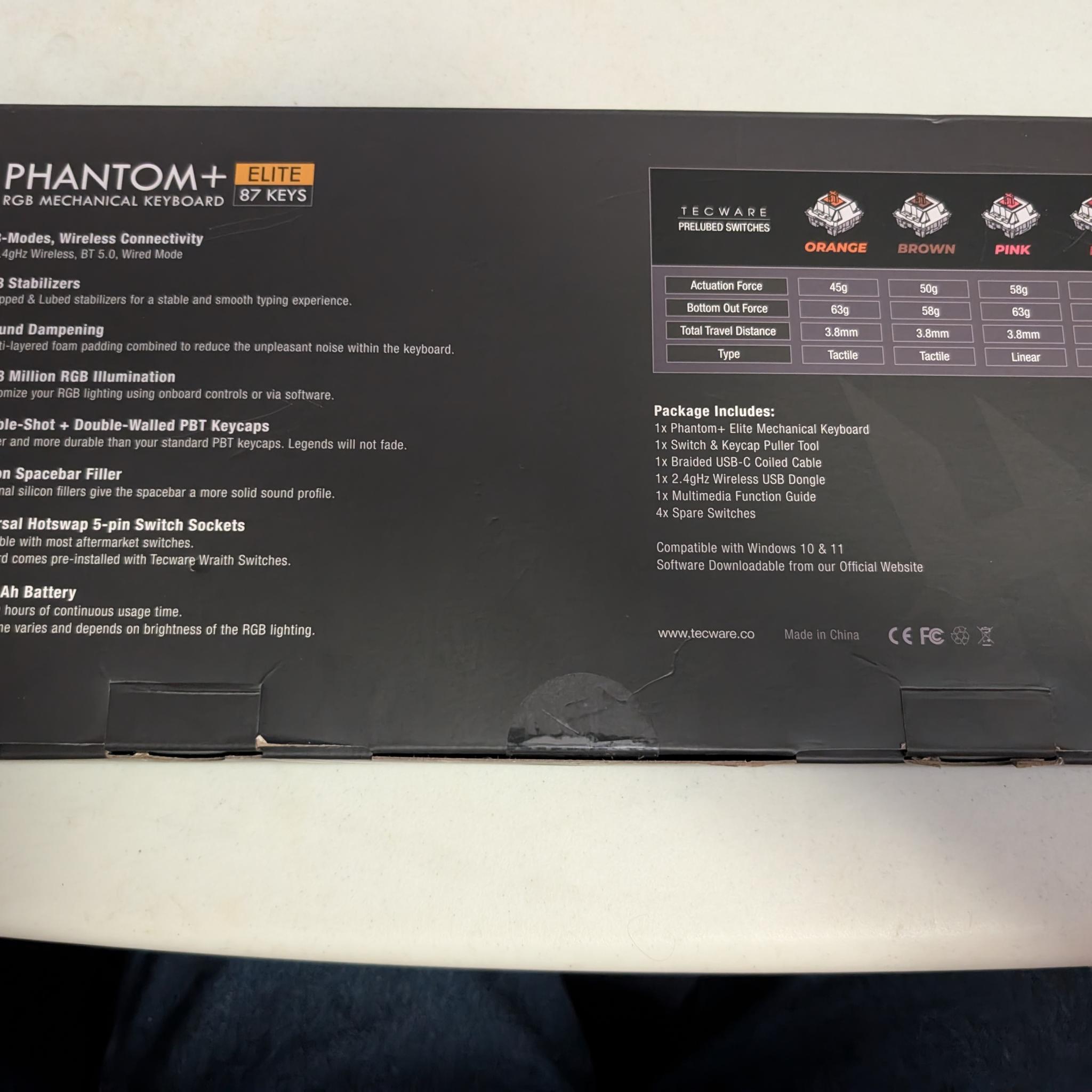 [used] TECWARE Phantom+ Elite 87-Key RGB Mechanical Keyboard