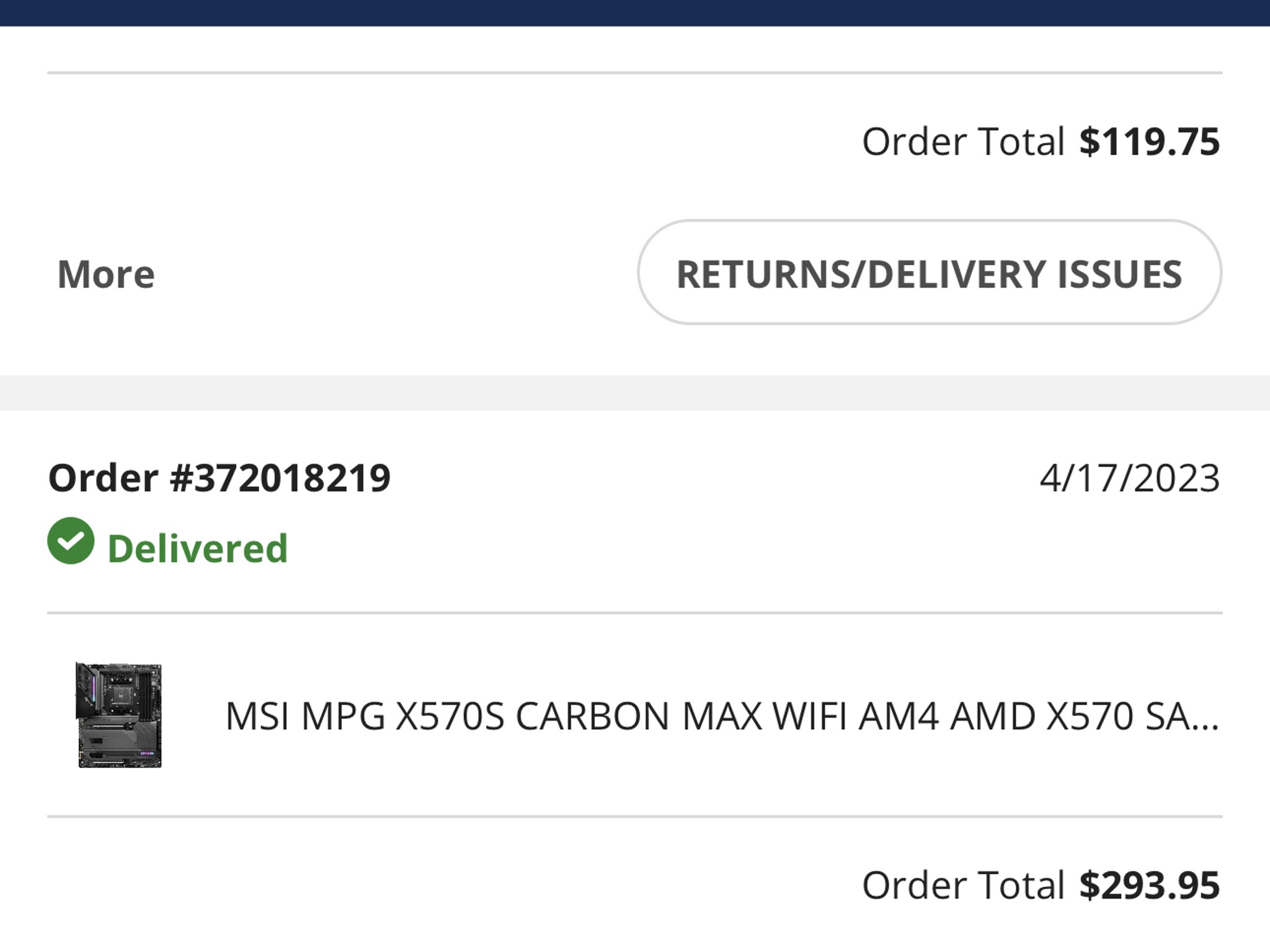 Black MSI X570s Carbon Wifi