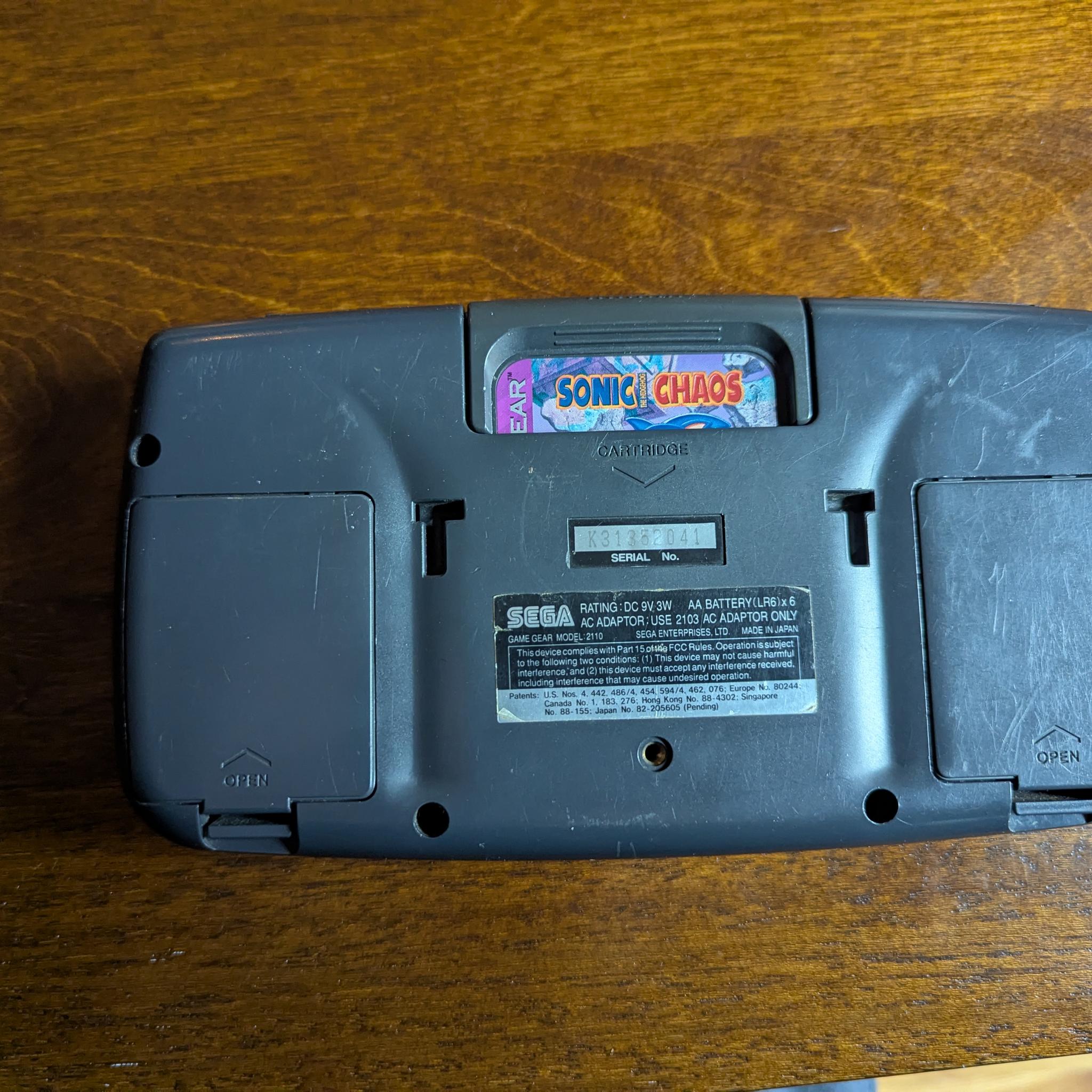 Sega Game Gear Handheld Console, Fully Recapped and Working, with Sonic Chaos Game Cartridge