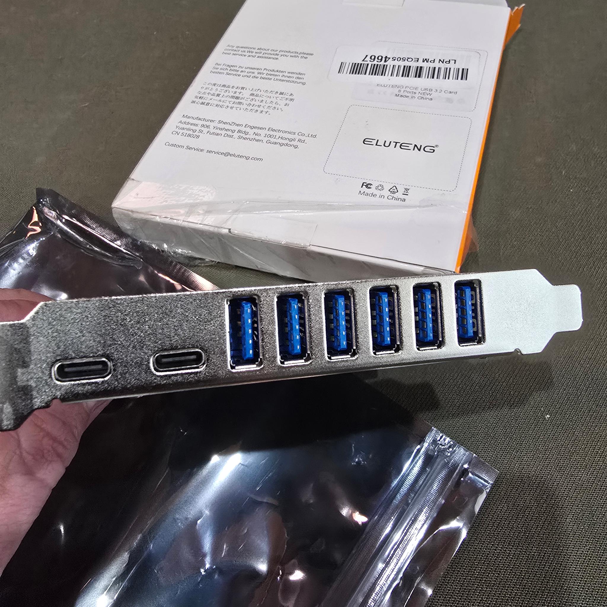 PCIE USB 3.2 Card 8 Ports PCI Expreess to USB C Expansion Card Superspeed 6 USB and 2 Type C
