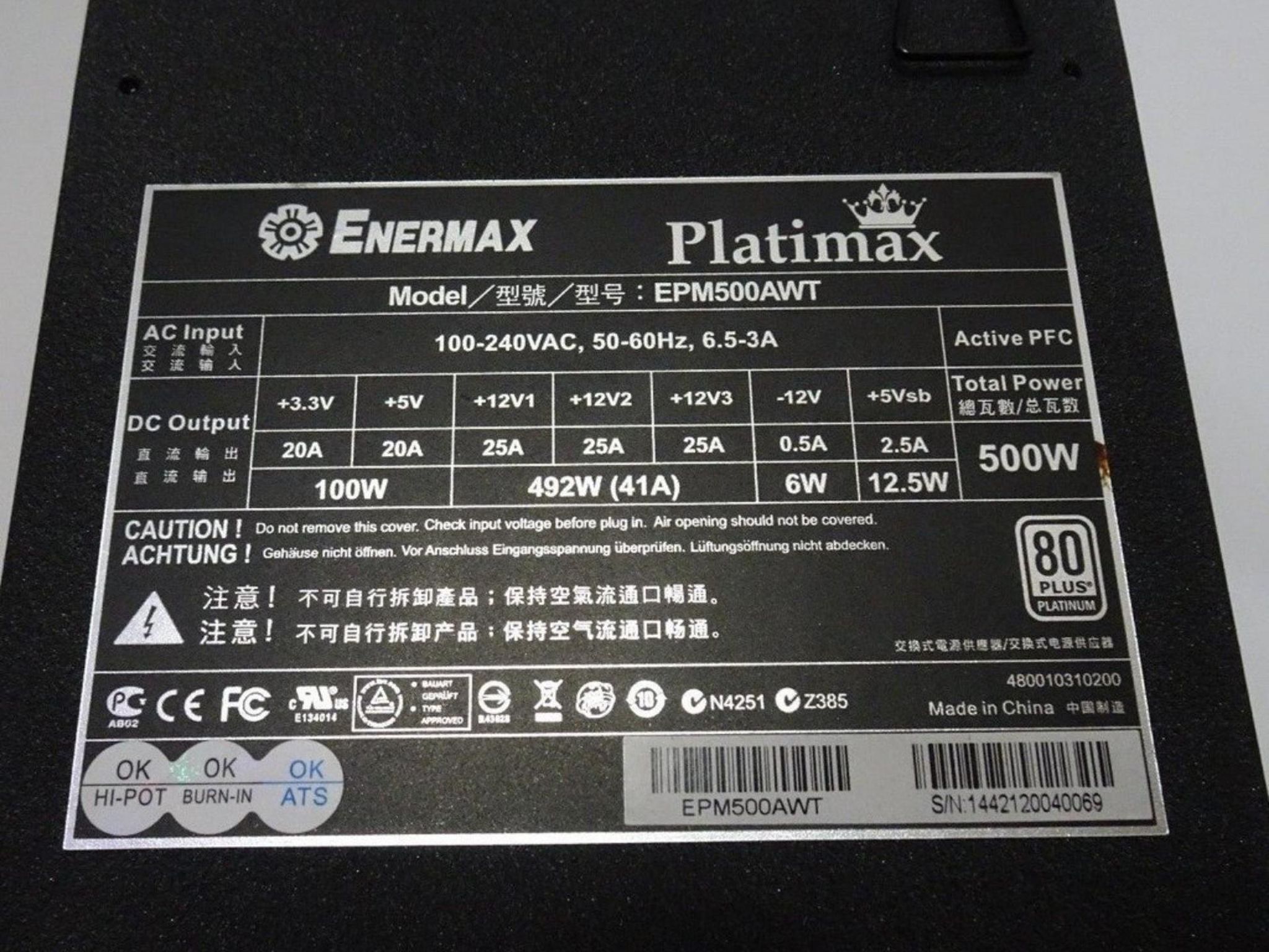 READ FOR PARTS NOT WORKING Platimax 500 Watt Modular Power Supply