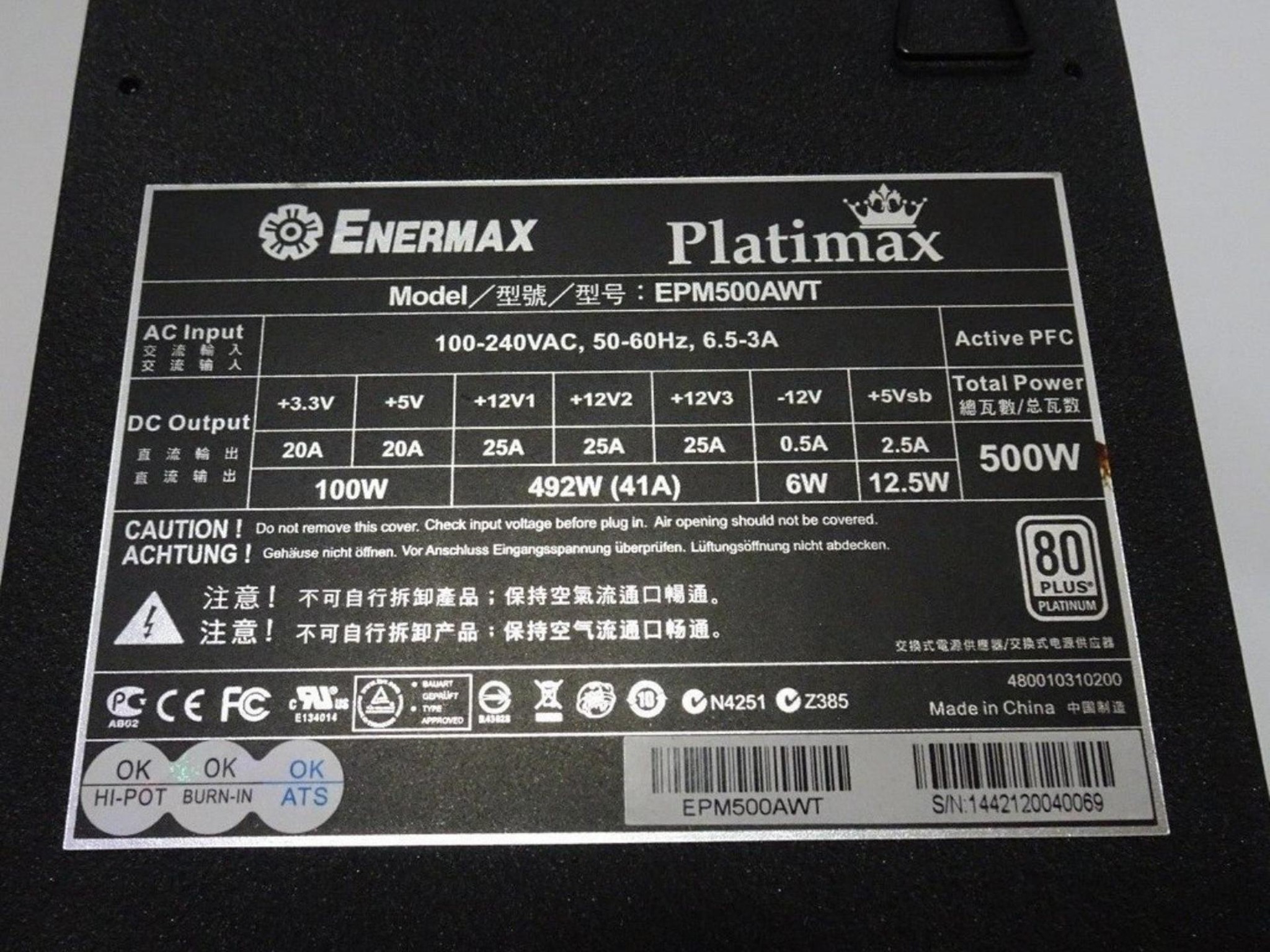 READ FOR PARTS NOT WORKING Platimax 500 Watt Modular Power Supply