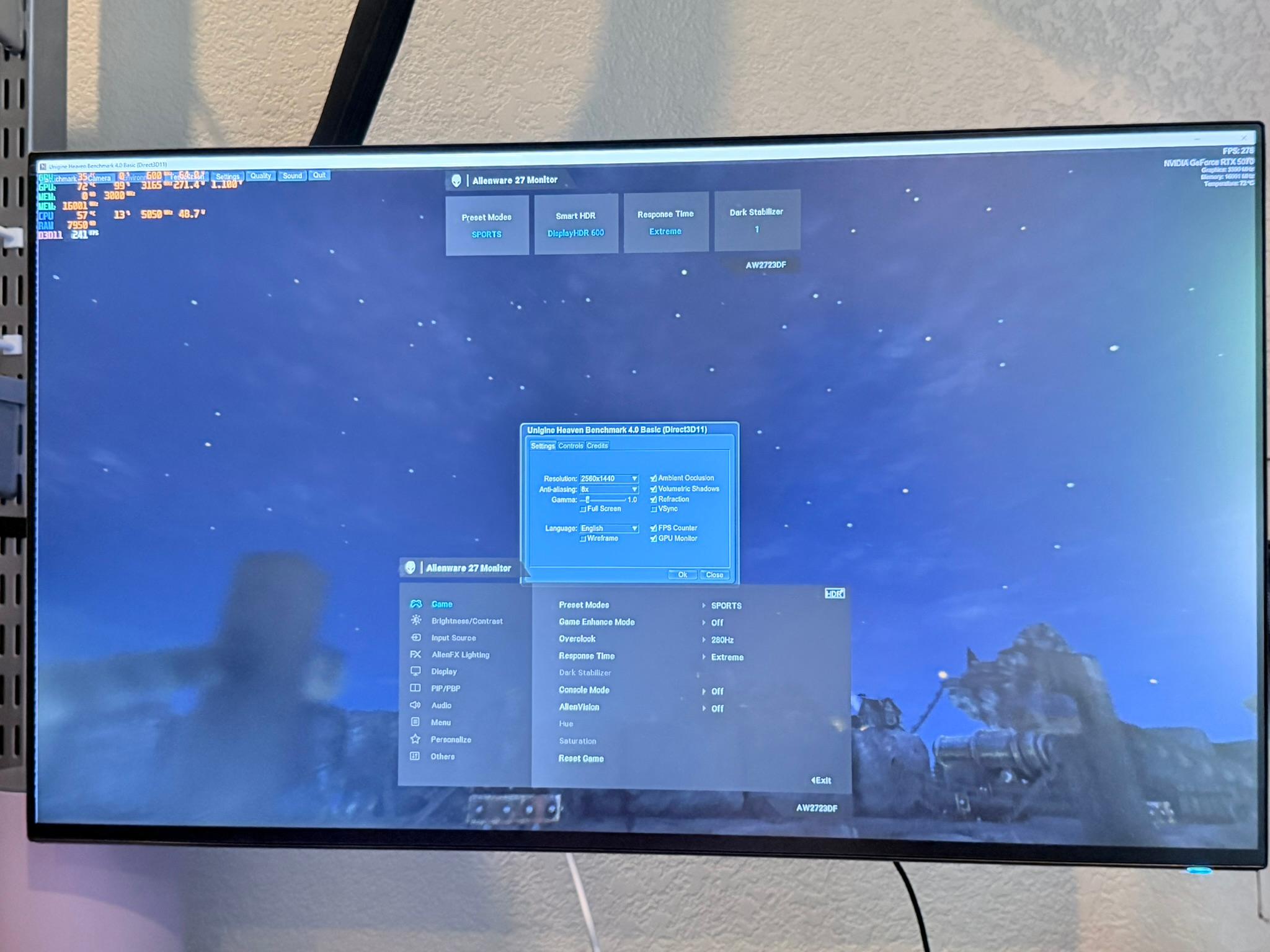 Alienware AW2723DF Gaming Monitor - 27-inch (OC up to 280hz @ 2560 x 1440)