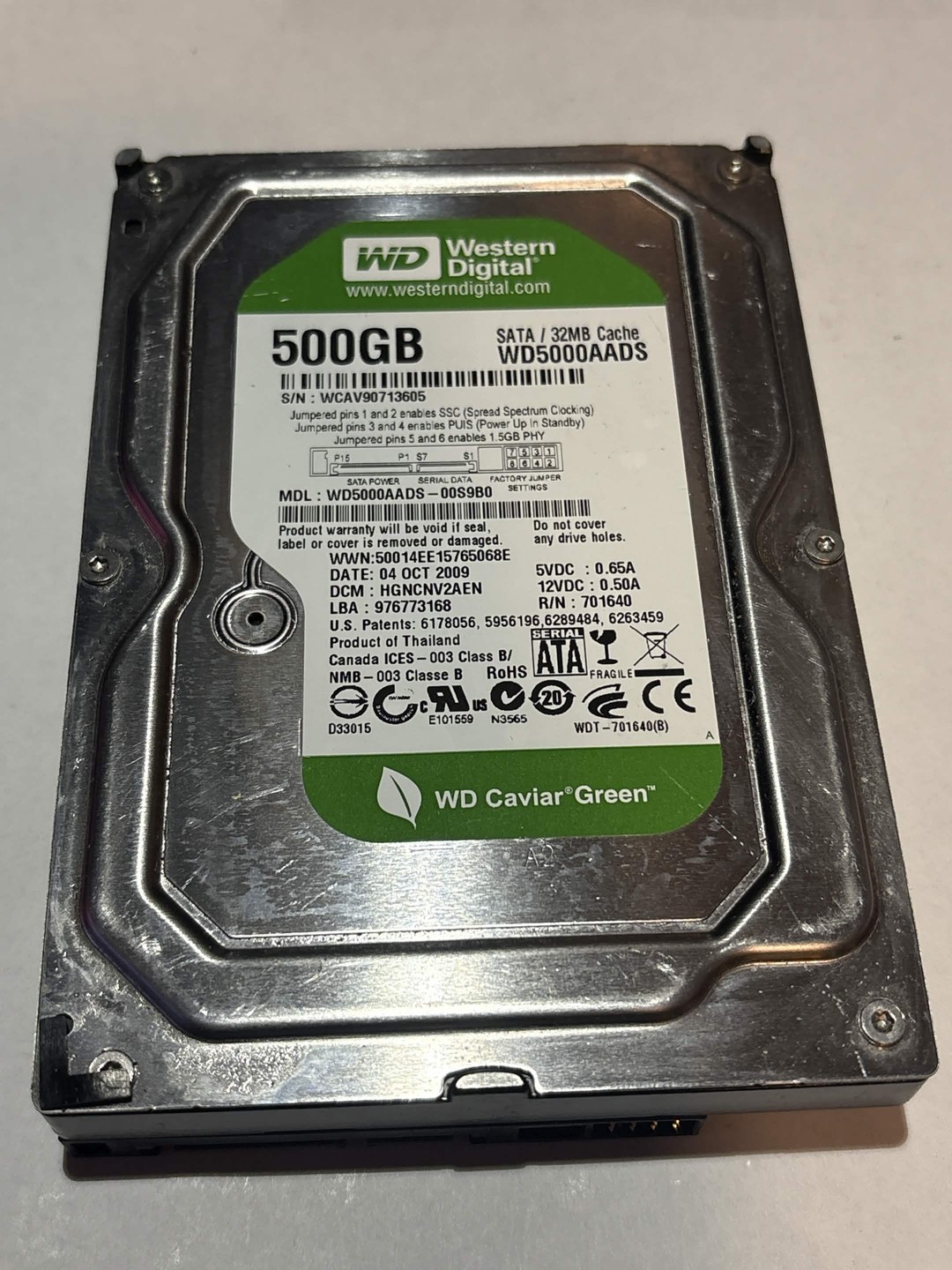 WD Caviar Green 500GB SATA Hard Drive | Tested & Functional | Jawa