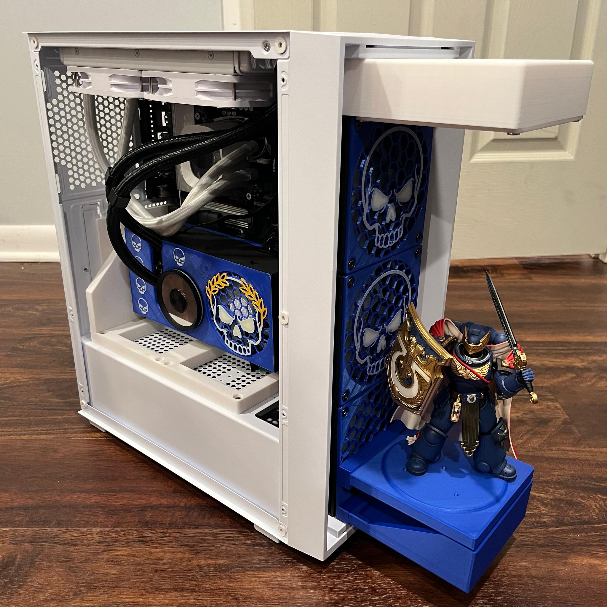 GRIMDARK RTX3080 250KF+ 16GB DDR5 PC w/ Warhammer 40K Action Figure - Dual AIO Watercool...