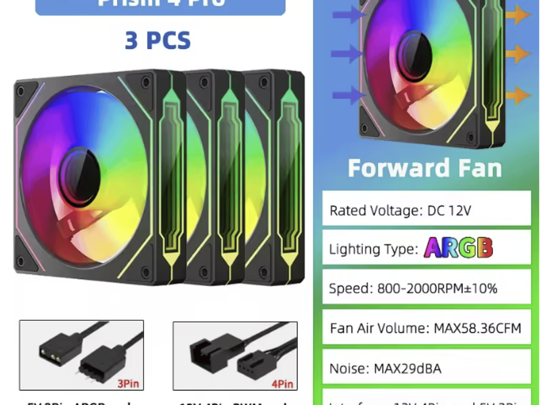 Teucer Infinite Mirror / Prism 4Pro 120mm Fan 3 Pack Black