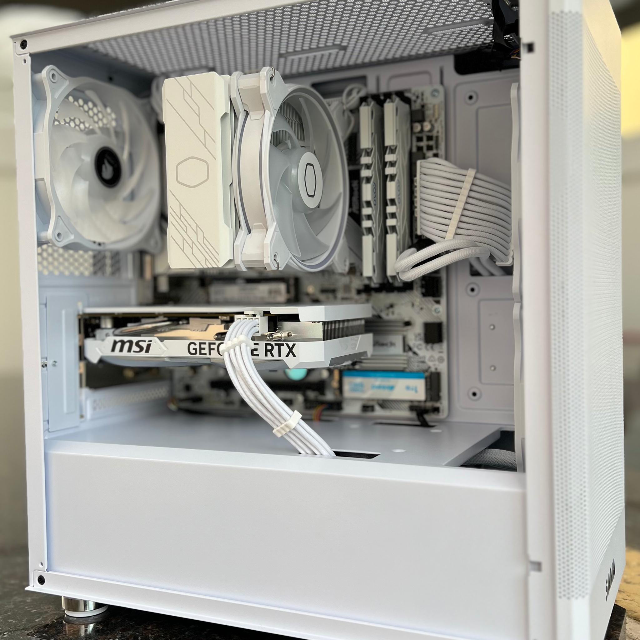 All White Gaming PC Ryzen 5 5600/RTX 4060 8GB/1.5 TB NVME SSD/32 GB RAM 3200 DDR4