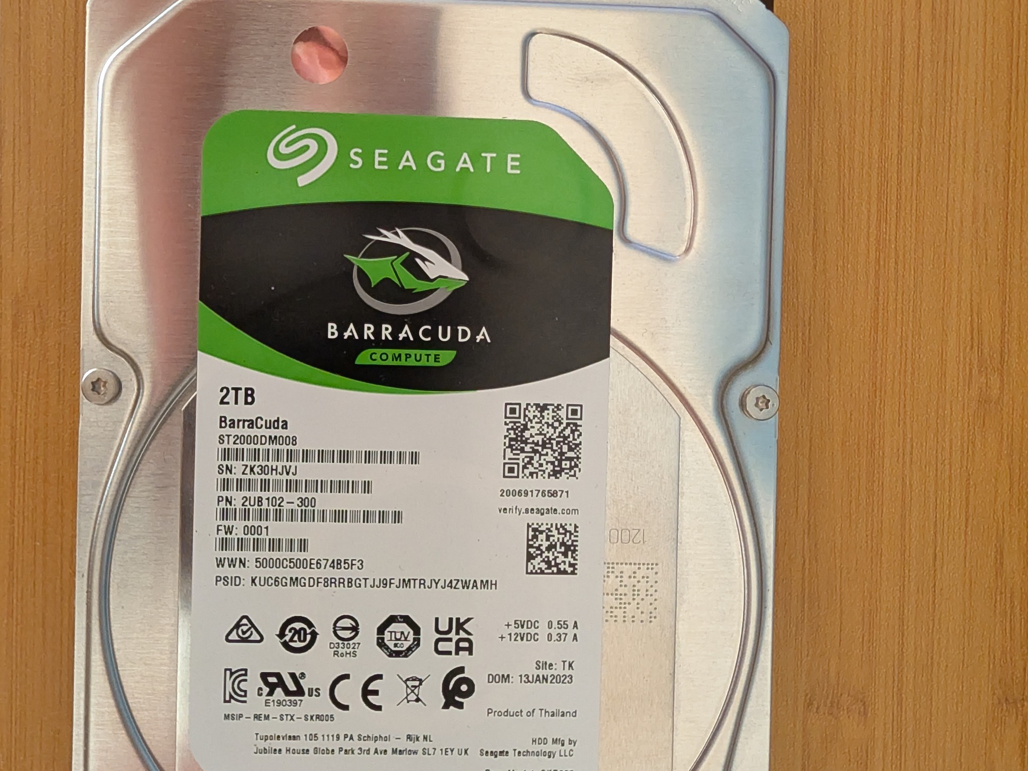[Excellent Condition] Seagate BarraCuda 2TB HDD (7200 RPM) - 100% Healthy & Securely Wiped