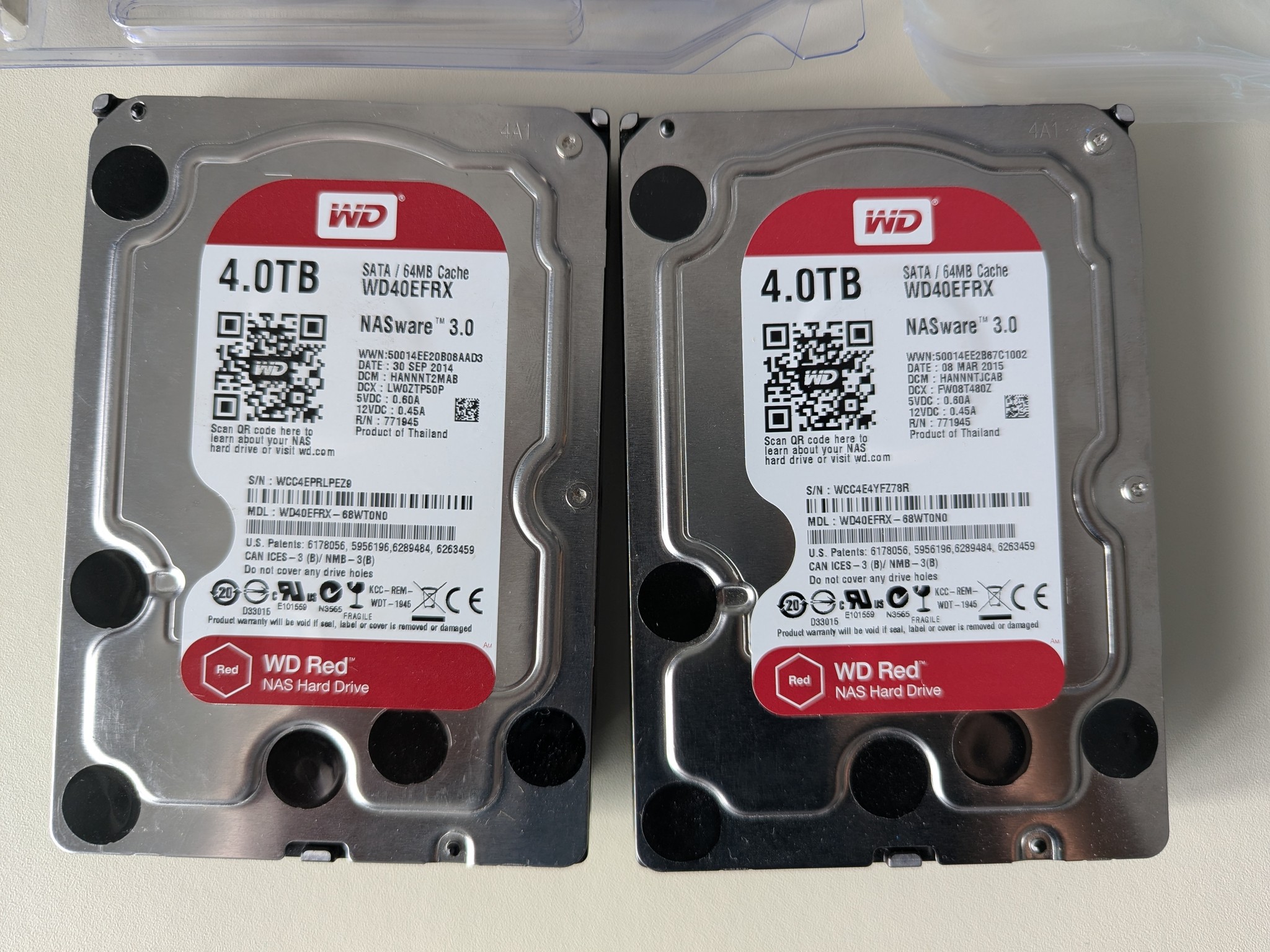 2 - Western Digital Red 4TB (8TB total) 3.5" HDD w/ RAID Controller WD40EFRX