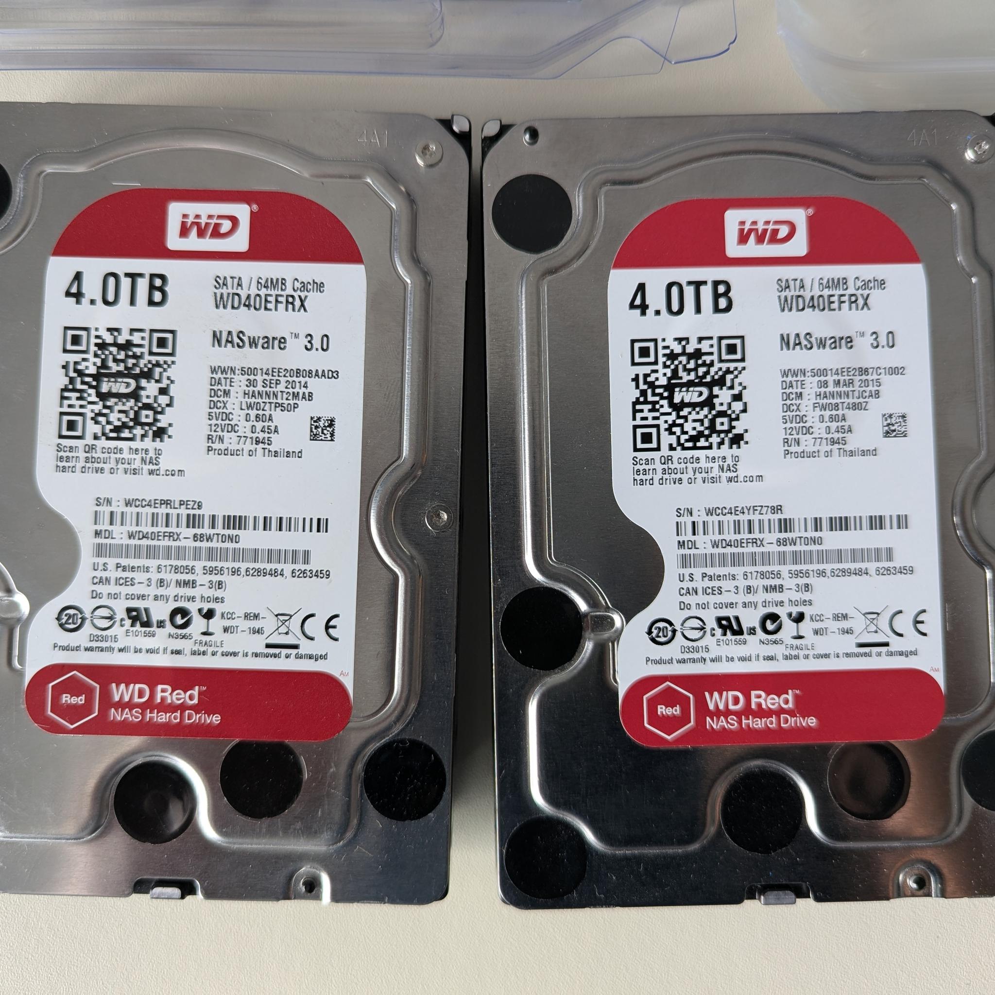 2 - Western Digital Red 4TB (8TB total) 3.5" HDD w/ RAID Controller WD40EFRX
