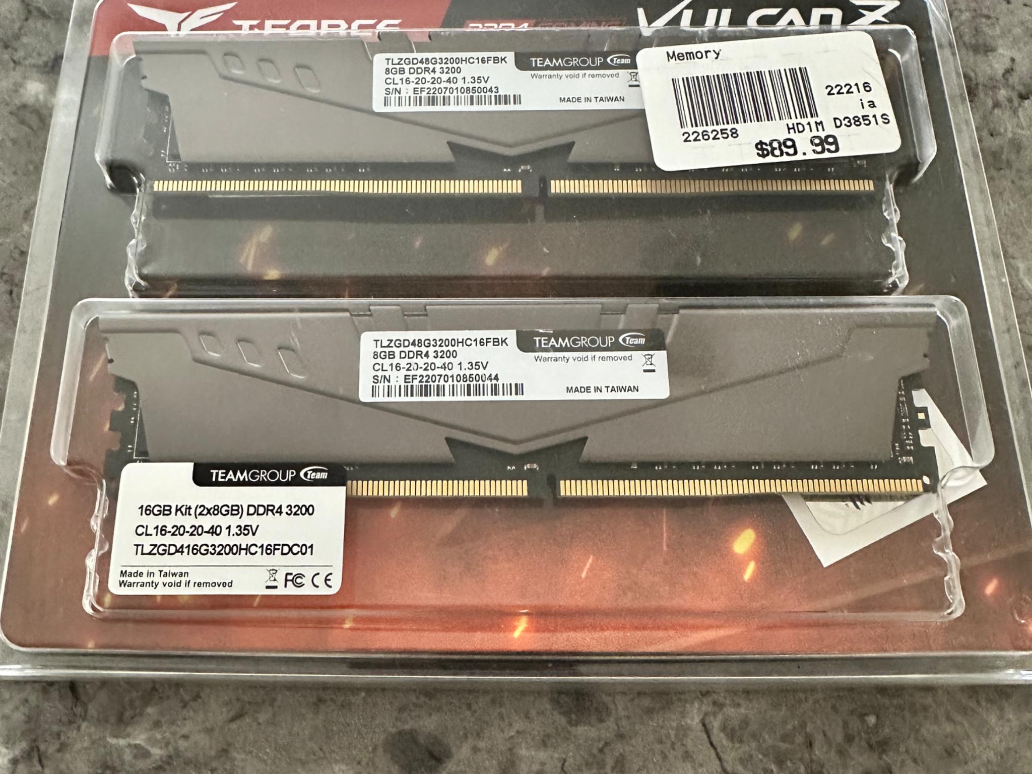 TeamGroup T-Force Vulcan Z 16GB (2x8GB) DDR4-3200 CL16 Kit