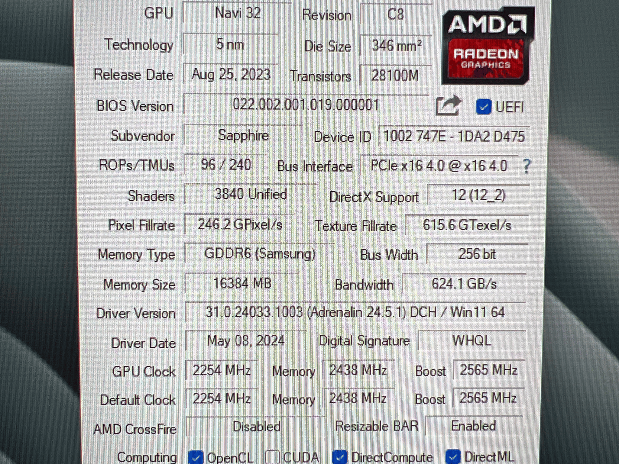 Sapphire Nitro+ Radeon RX 7800 XT