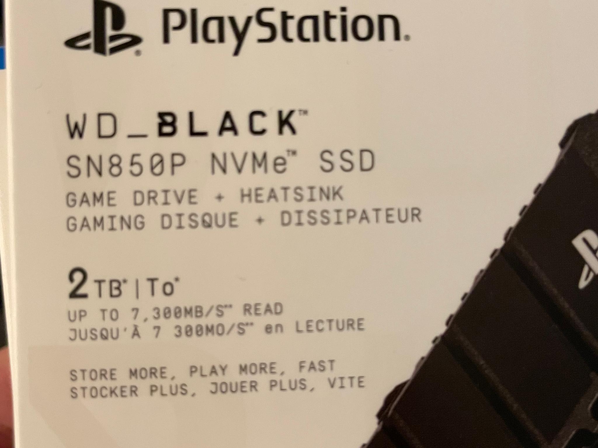 Playstation WD_BLACK SN850P NVMe SSD 2TB with heatsink