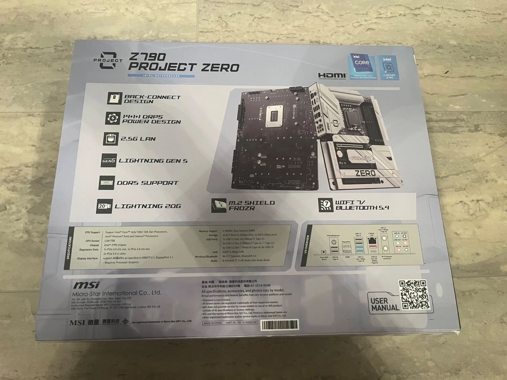 MSI Z790 PROJECT ZERO LGA1700 WI-FI 7 DDR5 BACK CONNECT DESIGN ATX MOTHERBOARD