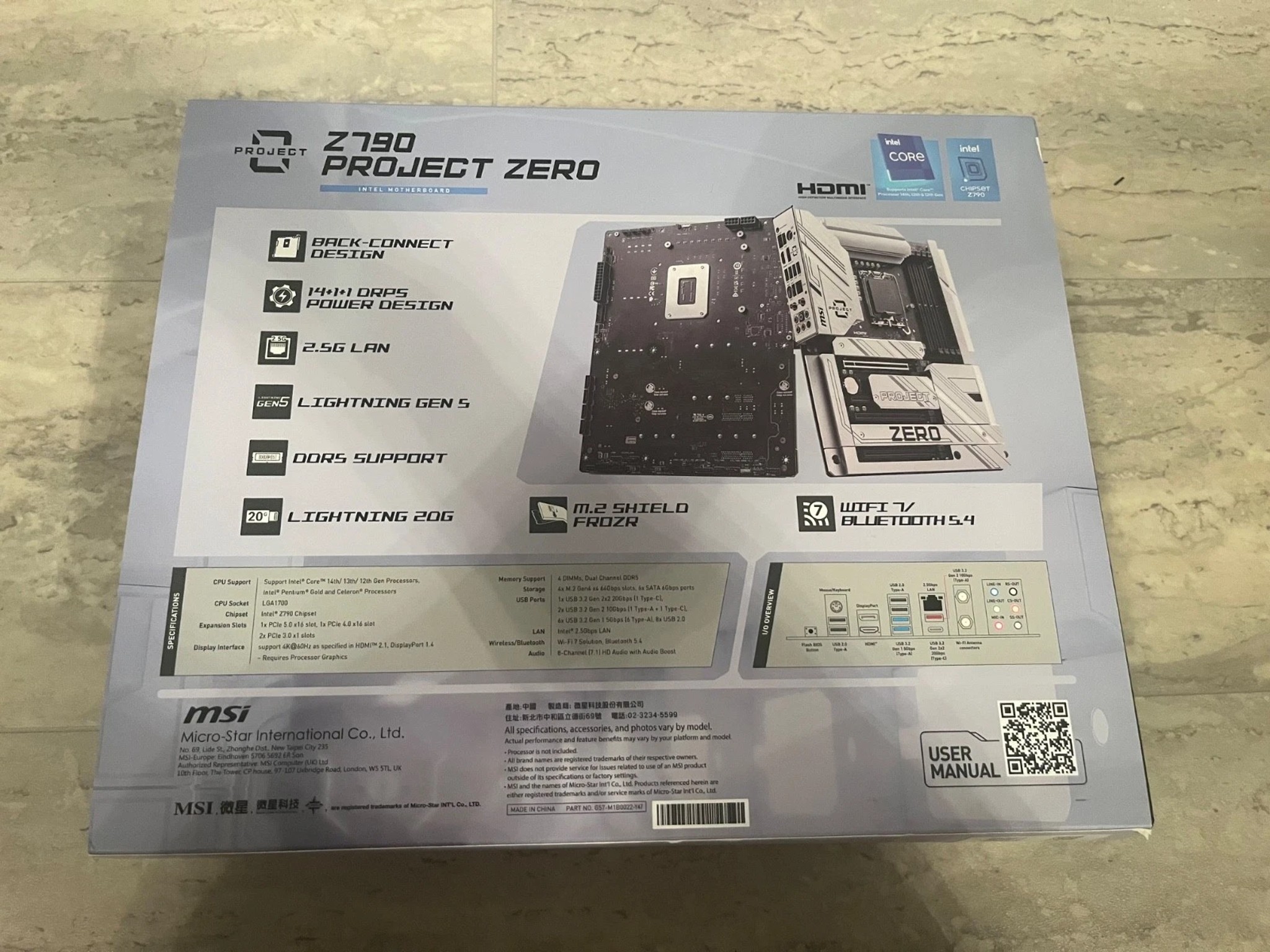 MSI Z790 PROJECT ZERO LGA1700 WI-FI 7 DDR5 BACK CONNECT DESIGN ATX MOTHERBOARD
