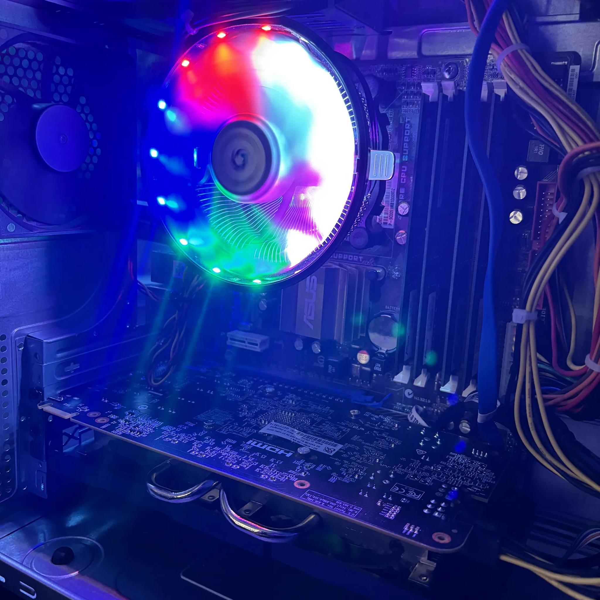 GAMING PC QUAD CORE 7GB RADEON R7 370 RGB Lighting RGB Fans Comnputer