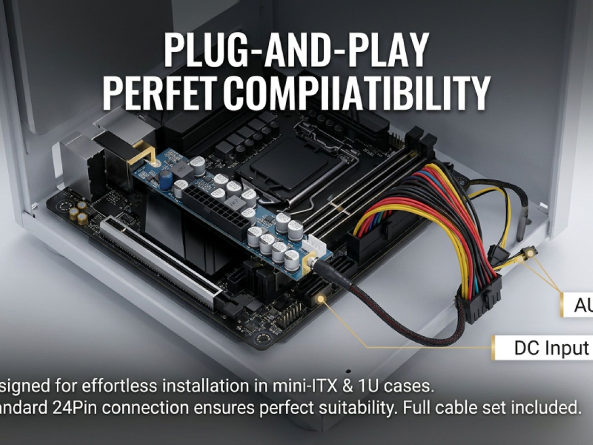 Power Supply Module 24 Pin DC 12V 300W PC PSU Computer Power Supply Module Connect AUX SATA Cable