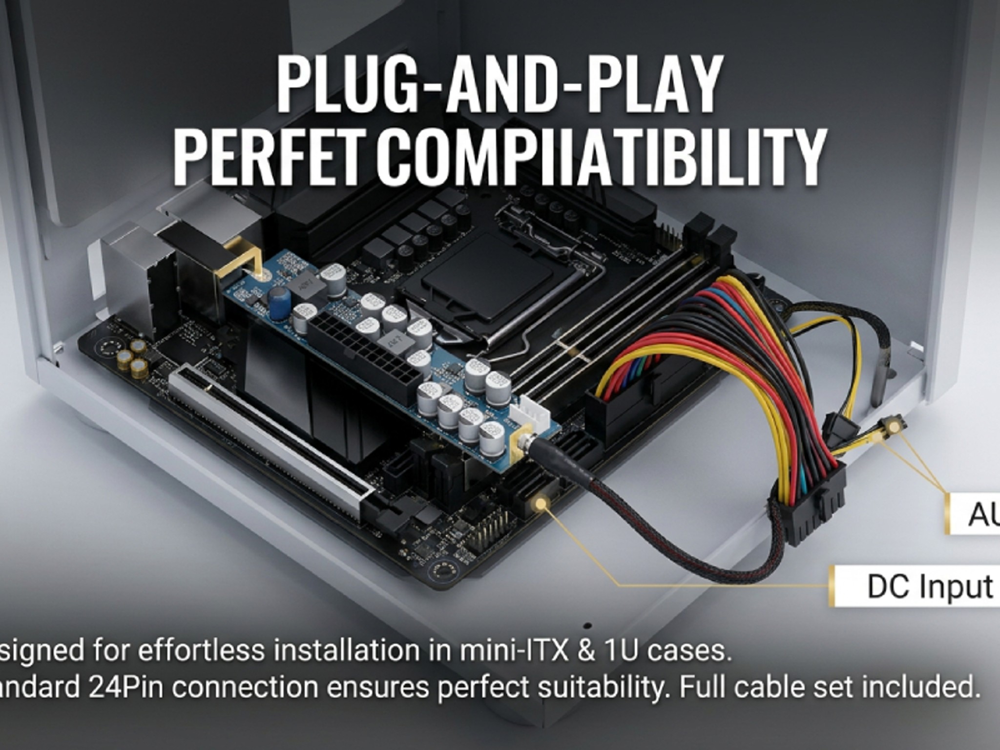 Power Supply Module 24 Pin DC 12V 300W PC PSU Computer Power Supply Module Connect AUX SATA Cable