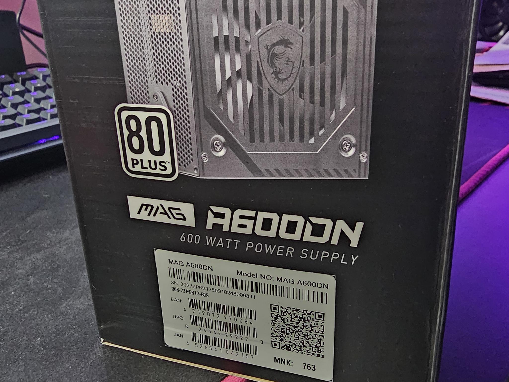 MSI MAG A600DN (600W POWER SUPPLY)(AC INPUT: 200-240V~)