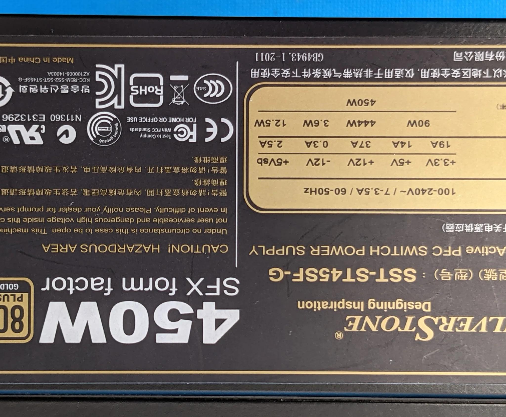SilverStone 450W Fully-Modular 80 PLUS Gold SFX Desktop Power Supply Unit SST-ST45SF-G