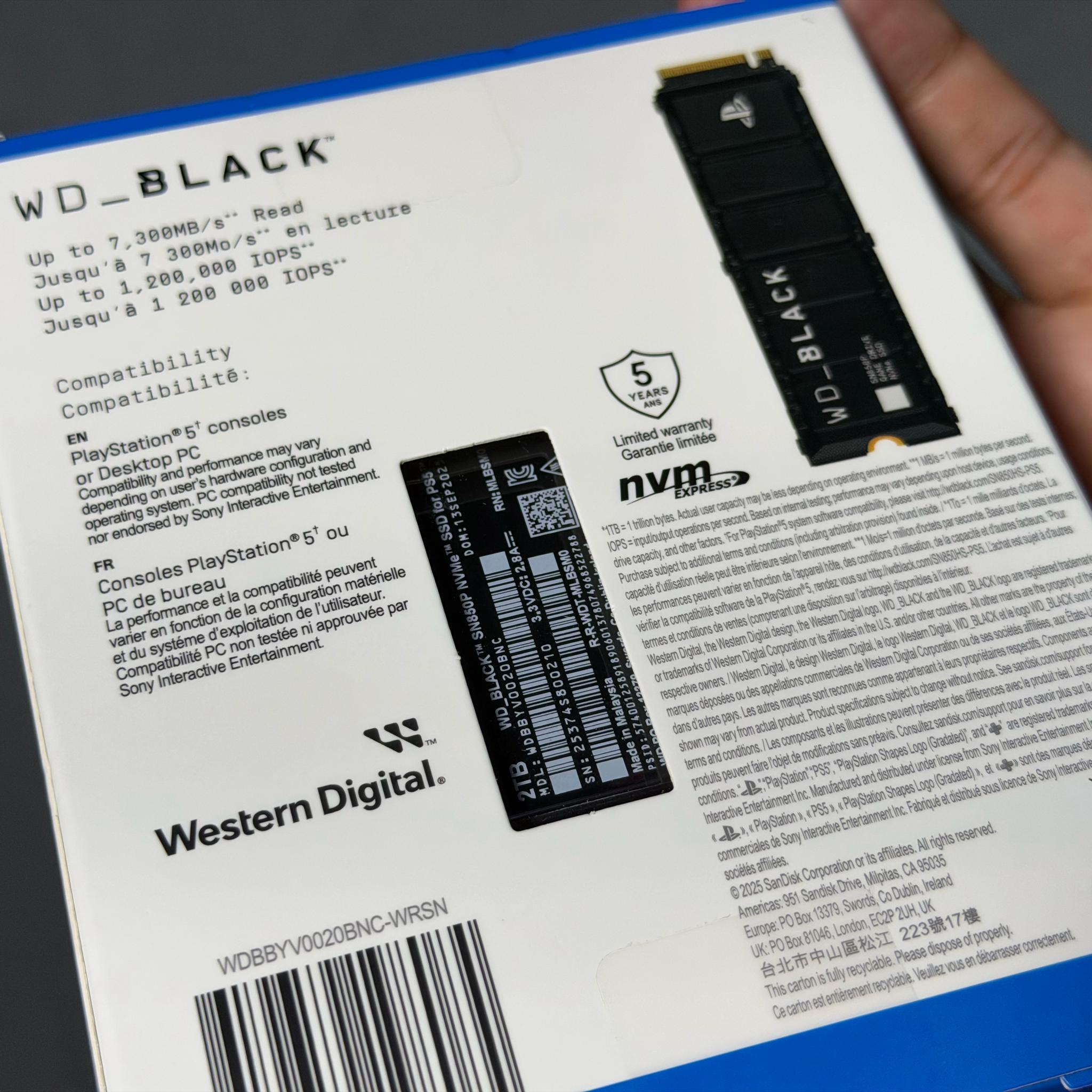 WD Black 2TB SN850P NVMe SSD for PS5 or PC Brand New Sealed