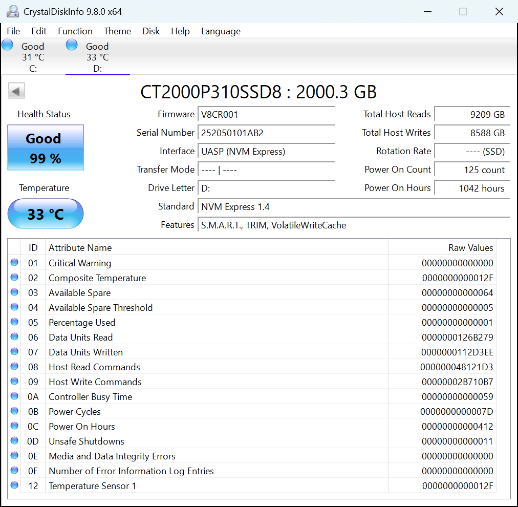 Crucial P310 2TB SSD, PCIe Gen4 NVMe M.2 2280, Up to 7,100MB/s,