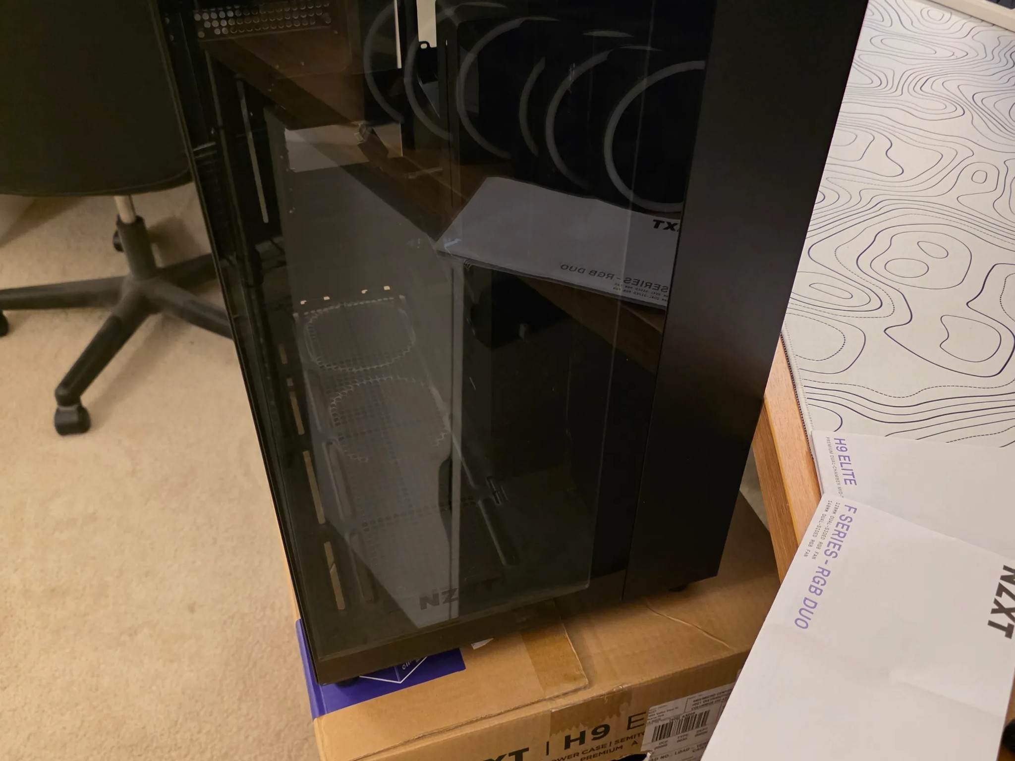NZXT H9 Elite Tempered Glass ATX Mid-Tower Computer Case - Black EXTRA FANS