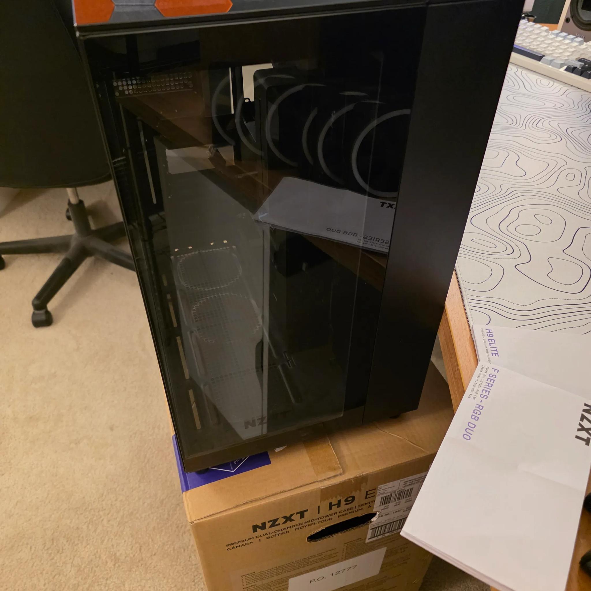 NZXT H9 Elite Tempered Glass ATX Mid-Tower Computer Case - Black EXTRA FANS