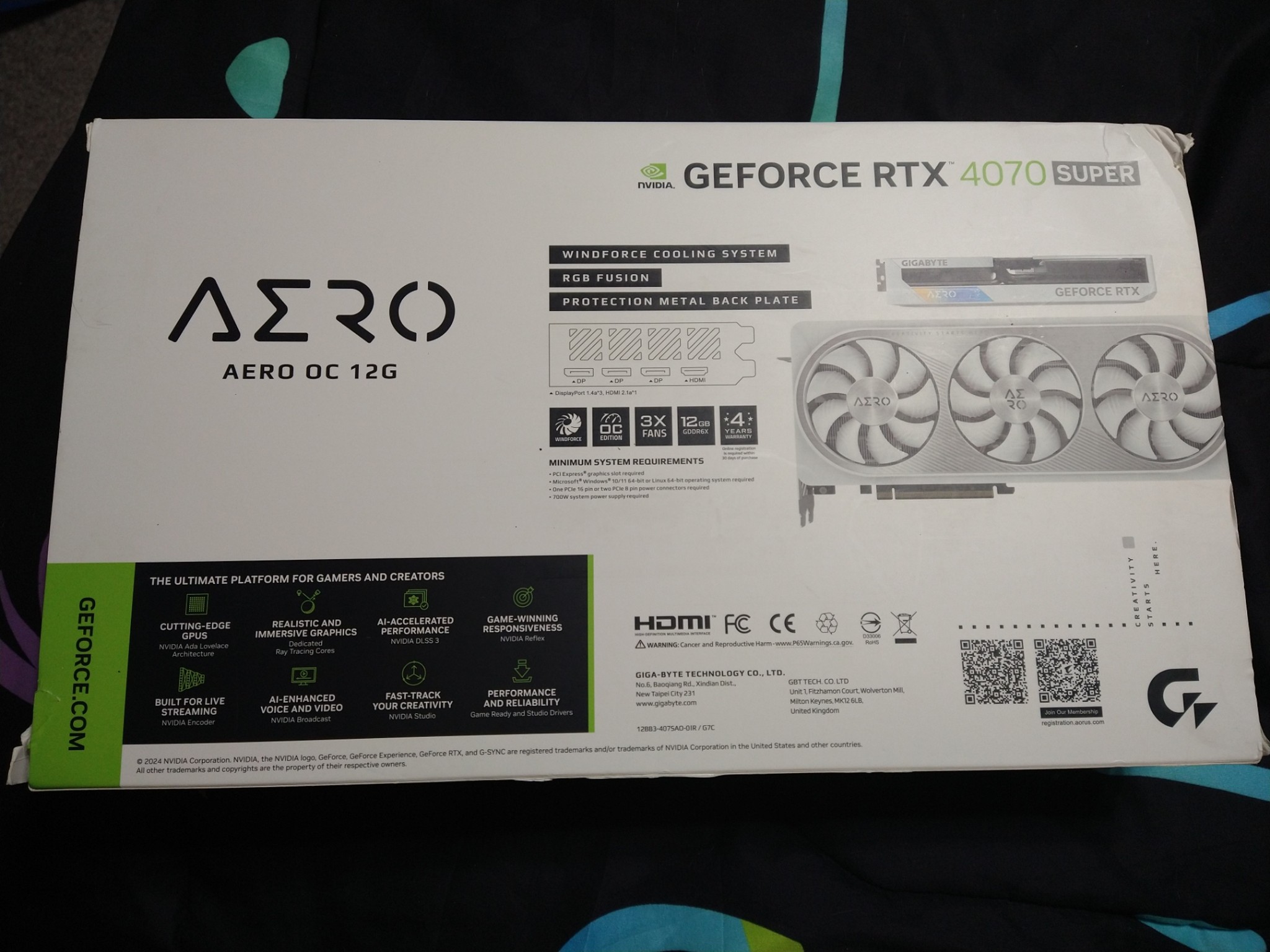 GIGABYTE GeForce RTX 4070 Super AERO OC 12G Graphics Card