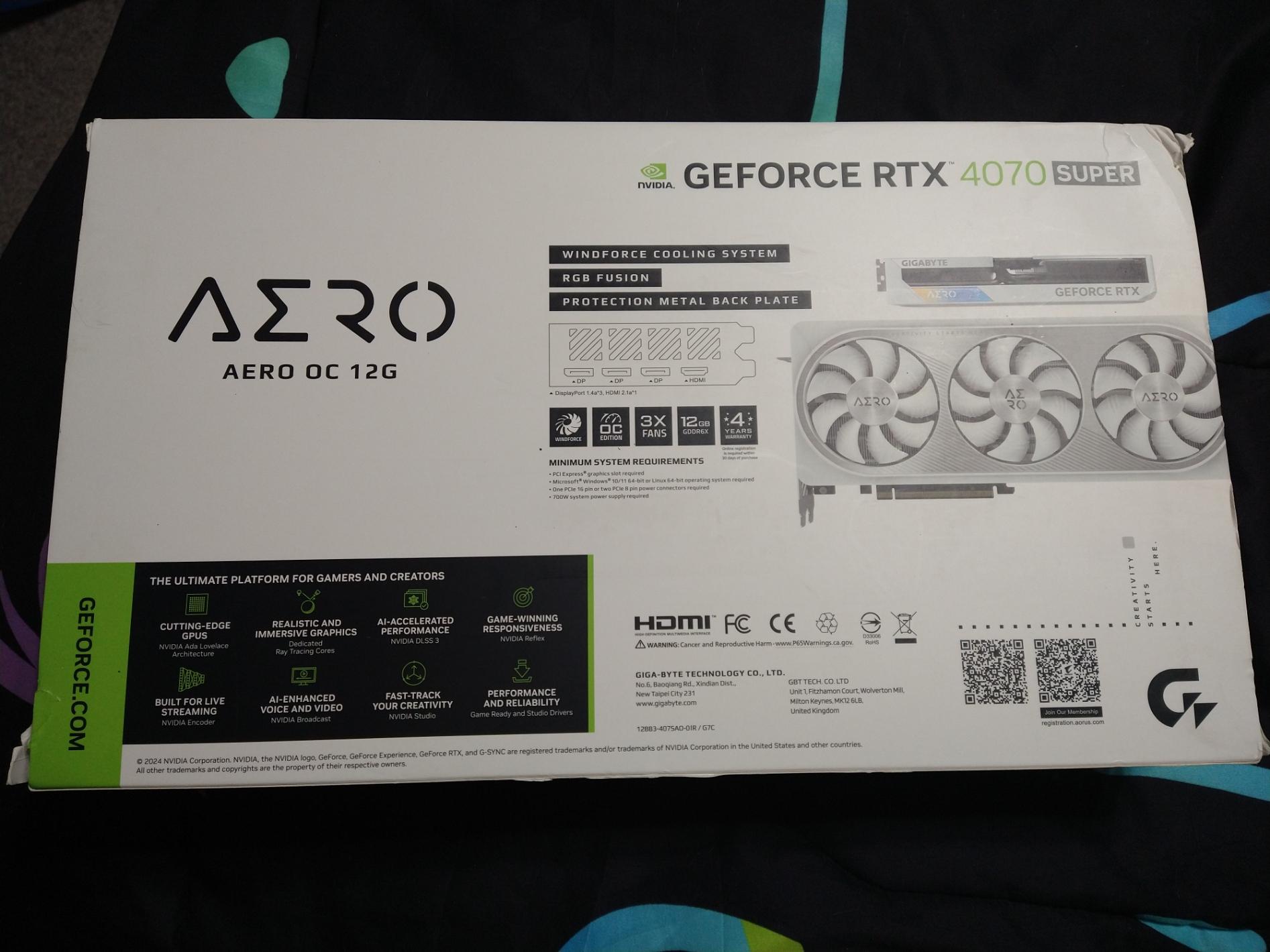 GIGABYTE GeForce RTX 4070 Super AERO OC 12G Graphics Card
