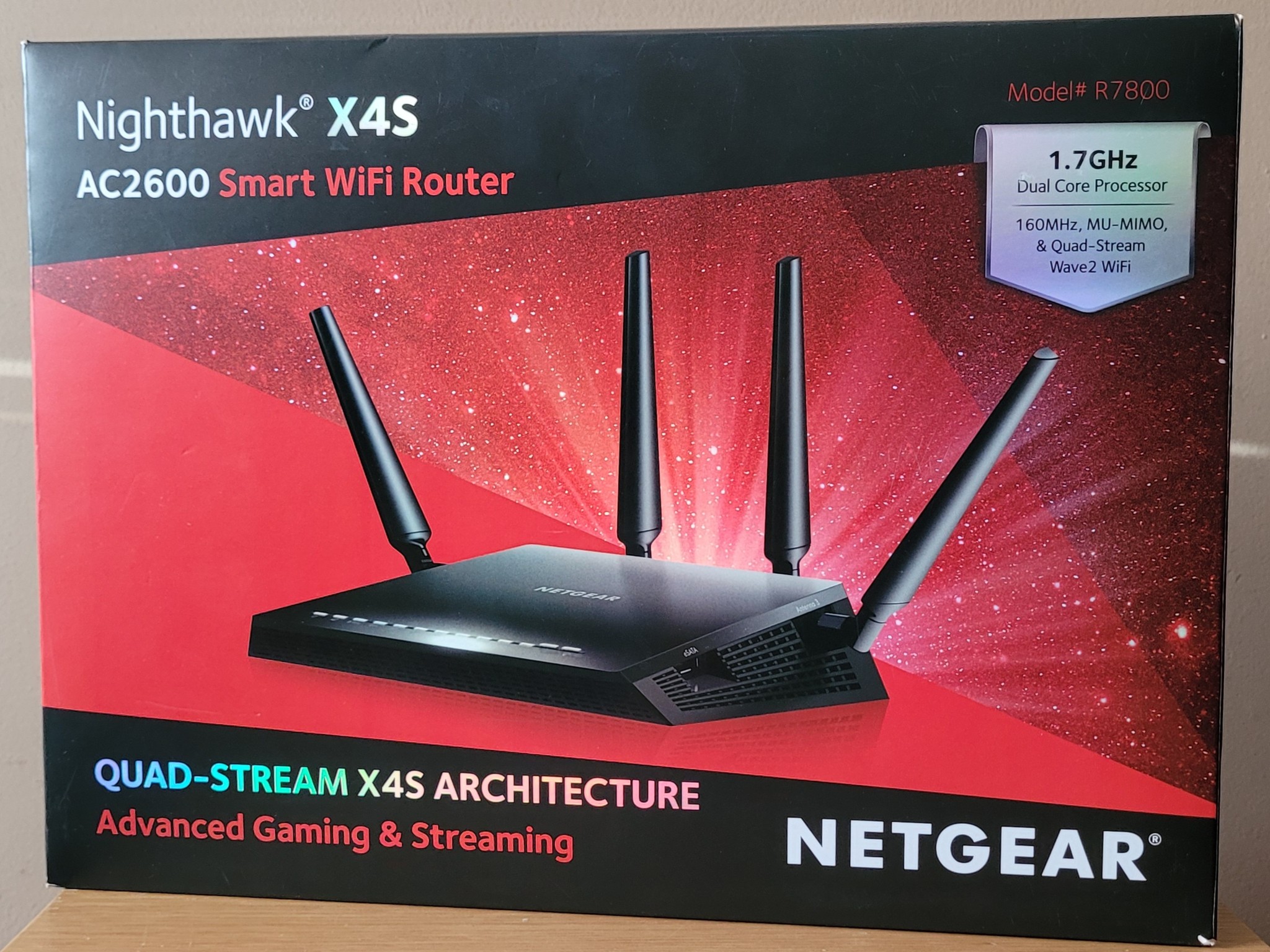 NETGEAR Nighthawk X4S AC2600 Dual-Band MU-MIMO WiFi Adv Gaming & Streaming Router R7800 Quad-Stream