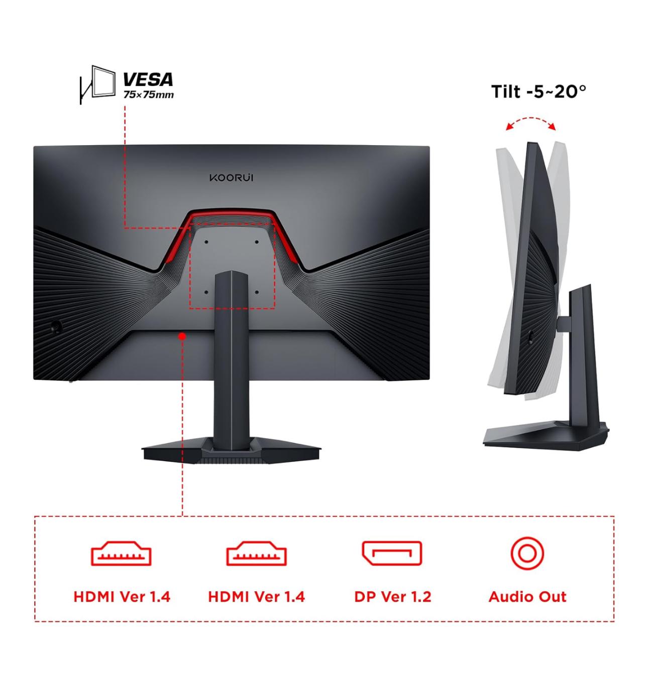 KOORUI Gaming Monitor, 24" IPS Monitor, 165Hz FHD Computer Monitor,Adaptive Sync