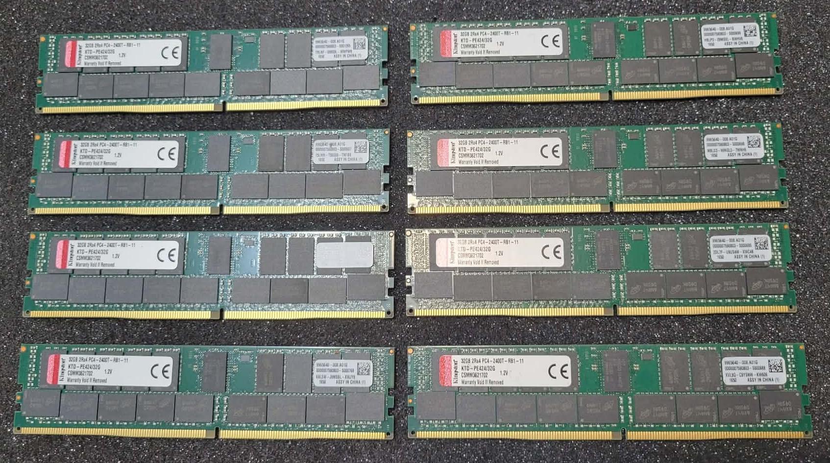 Kingston 256GB (8x32GB) DDR4 2Rx4 PC4-2400T-RB11-11 ECC Reg Server Memory RAM