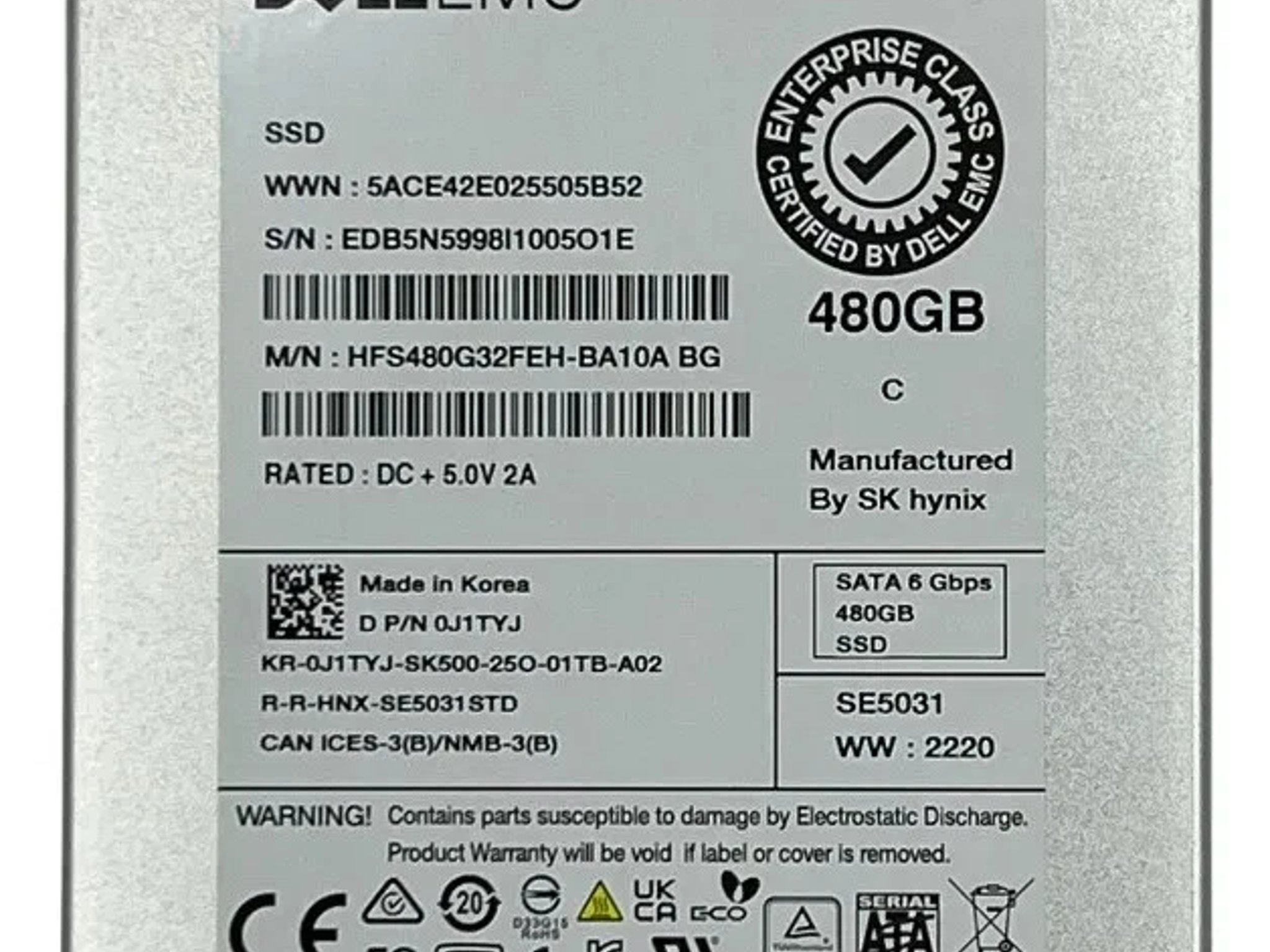 Dell J1TYJ 480 GB Solid State Drive
